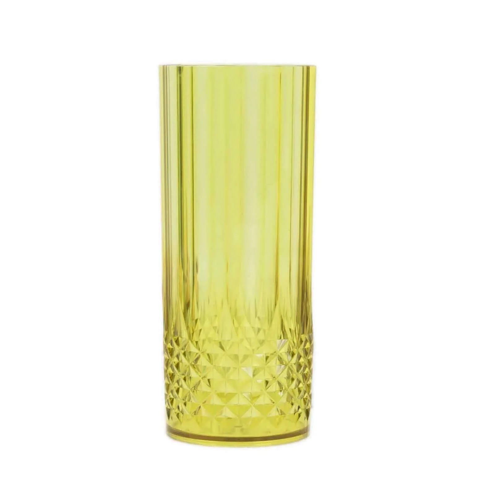 6-Pack Transparent Plastic Highball Drink Glasses 14oz, Crystal Cut Style Green - Shatterproof Tall Cocktail Tumblers - Image 7