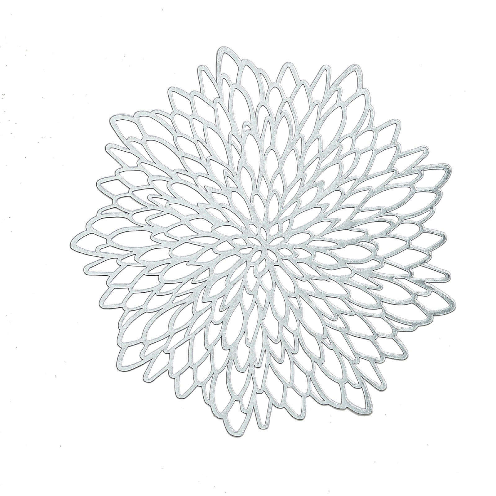 6-Pack Vinyl Dining Table Mats 15" Floral Round Design Silver - Non-Slip Placemats - Image 6