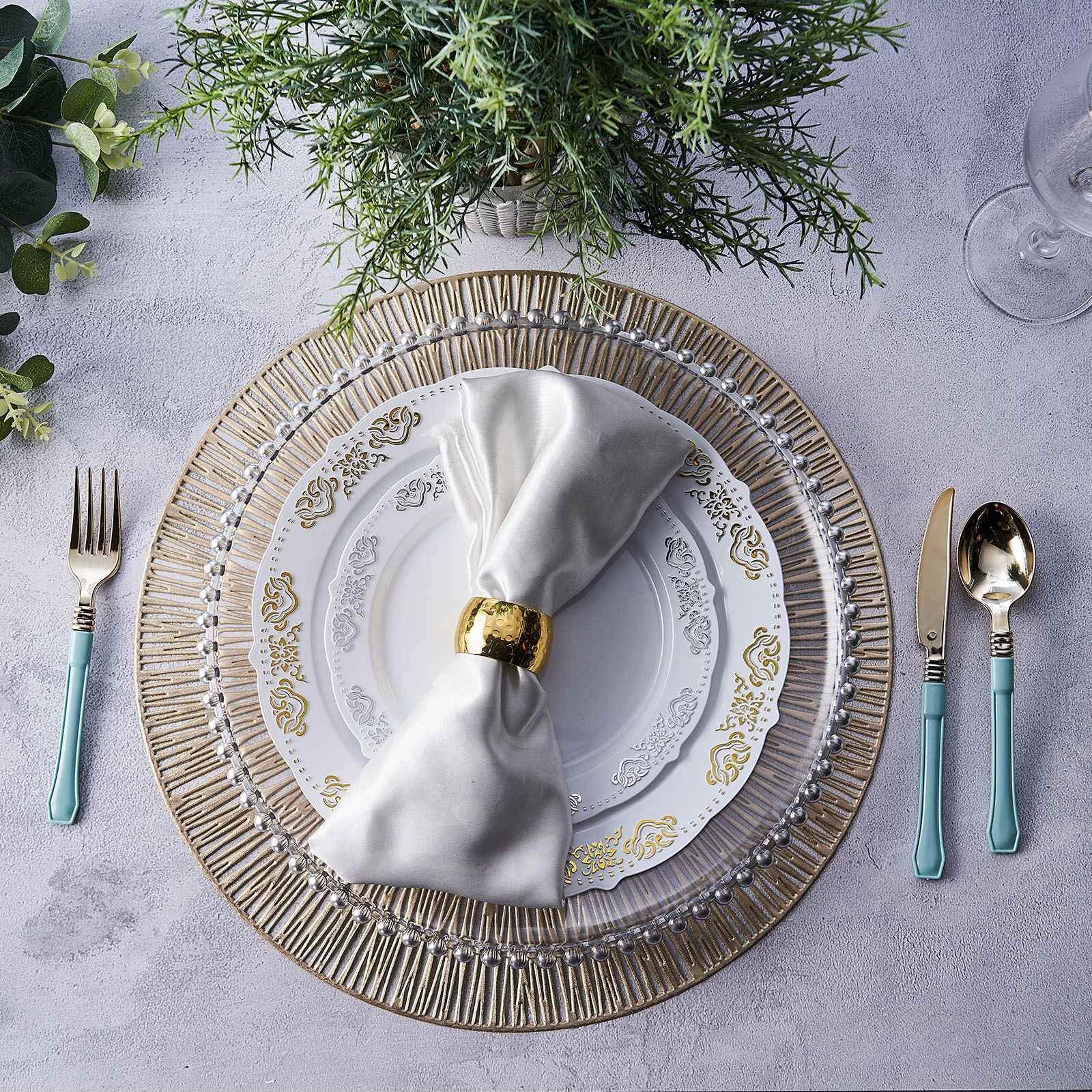 6-Pack Vinyl Dining Table Mats 15" Spiked Round Design Gold - Metallic Non-Slip and Decorative - Image 6