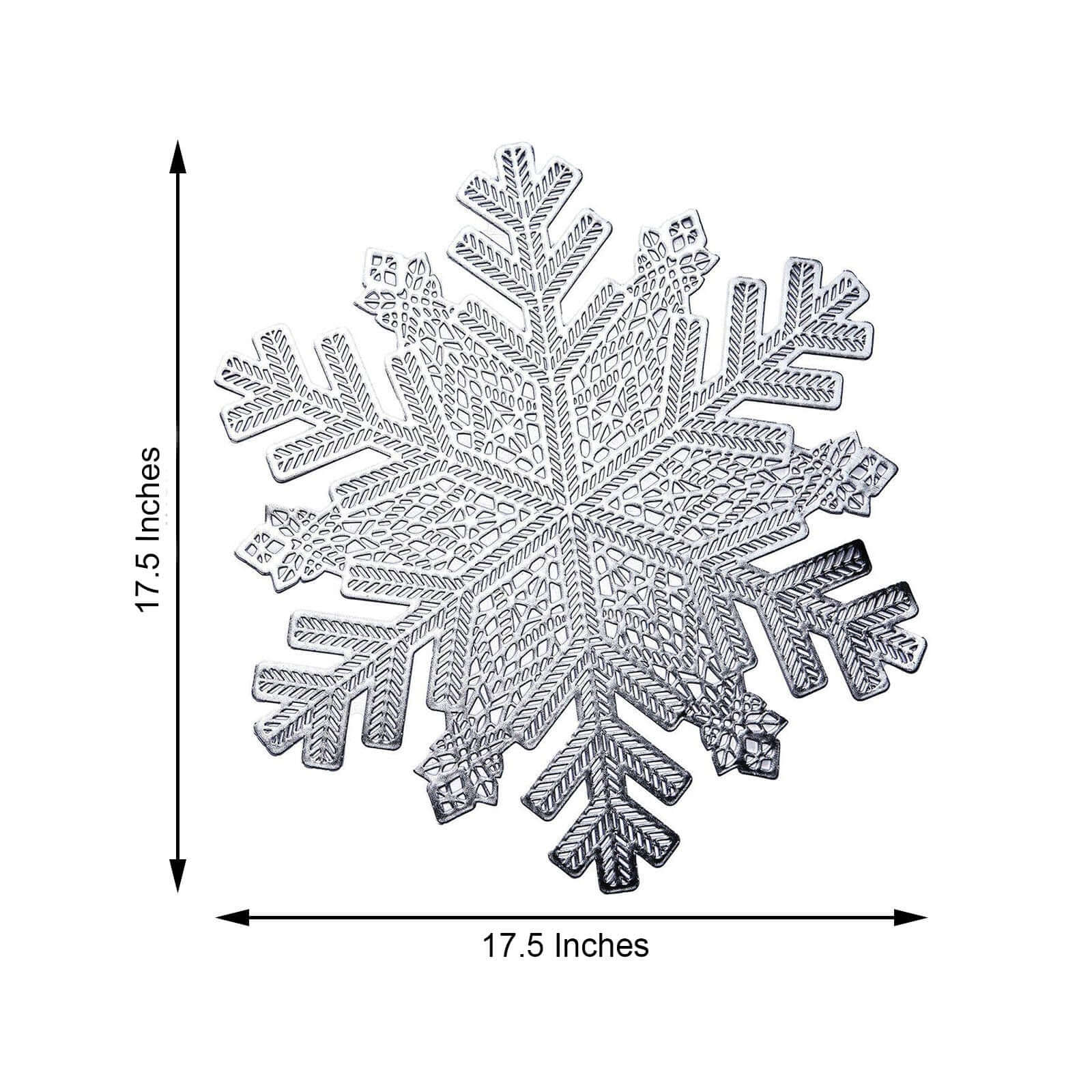 6-Pack Vinyl Dining Table Mats 18" Snowflake Design Silver - Metallic Non-Slip Surface for Holiday Themes - Image 3