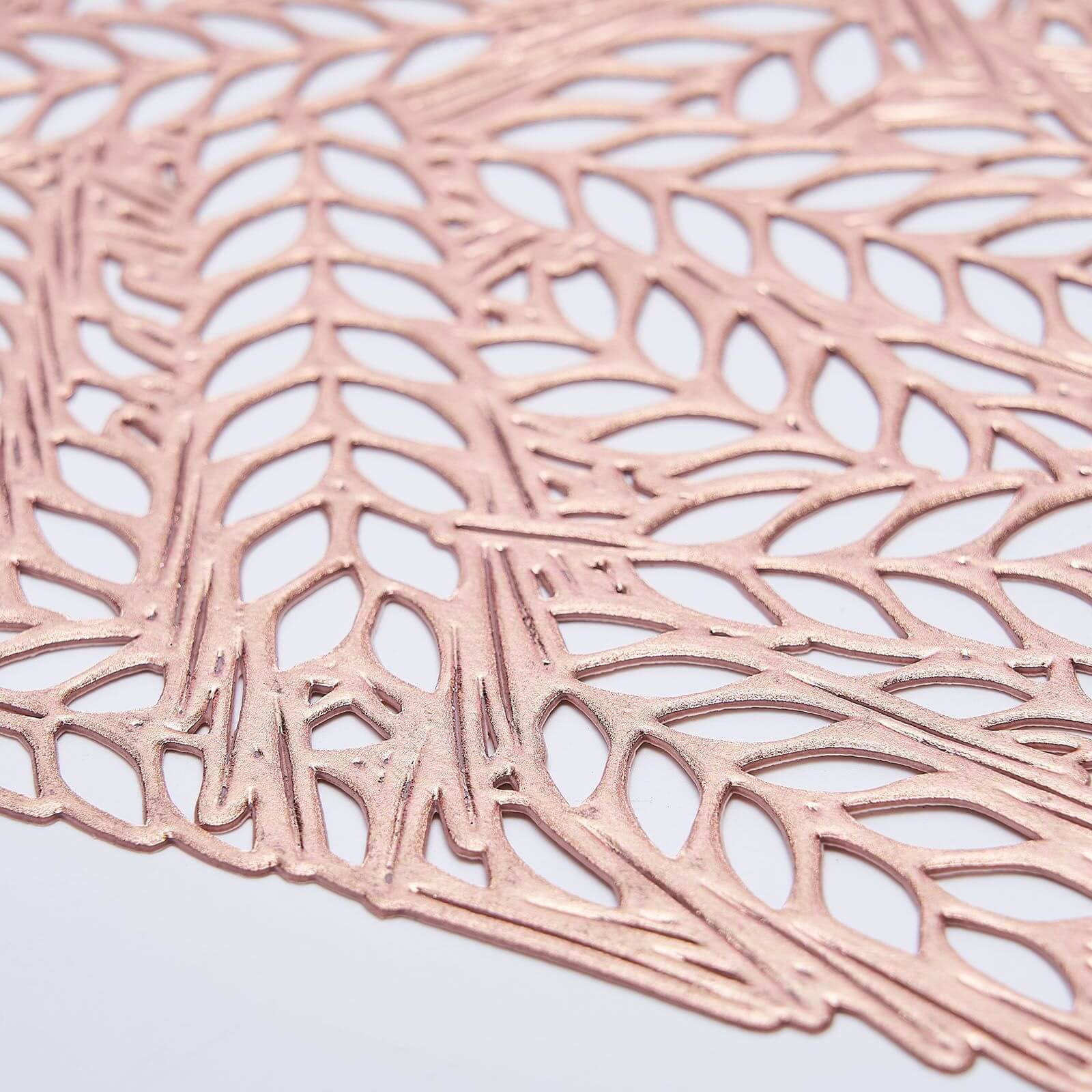 6-Pack Vinyl Rectangle Table Mats 12"x18" Wheat Design Rose Gold - Metallic Non-Slip Surface - Image 8