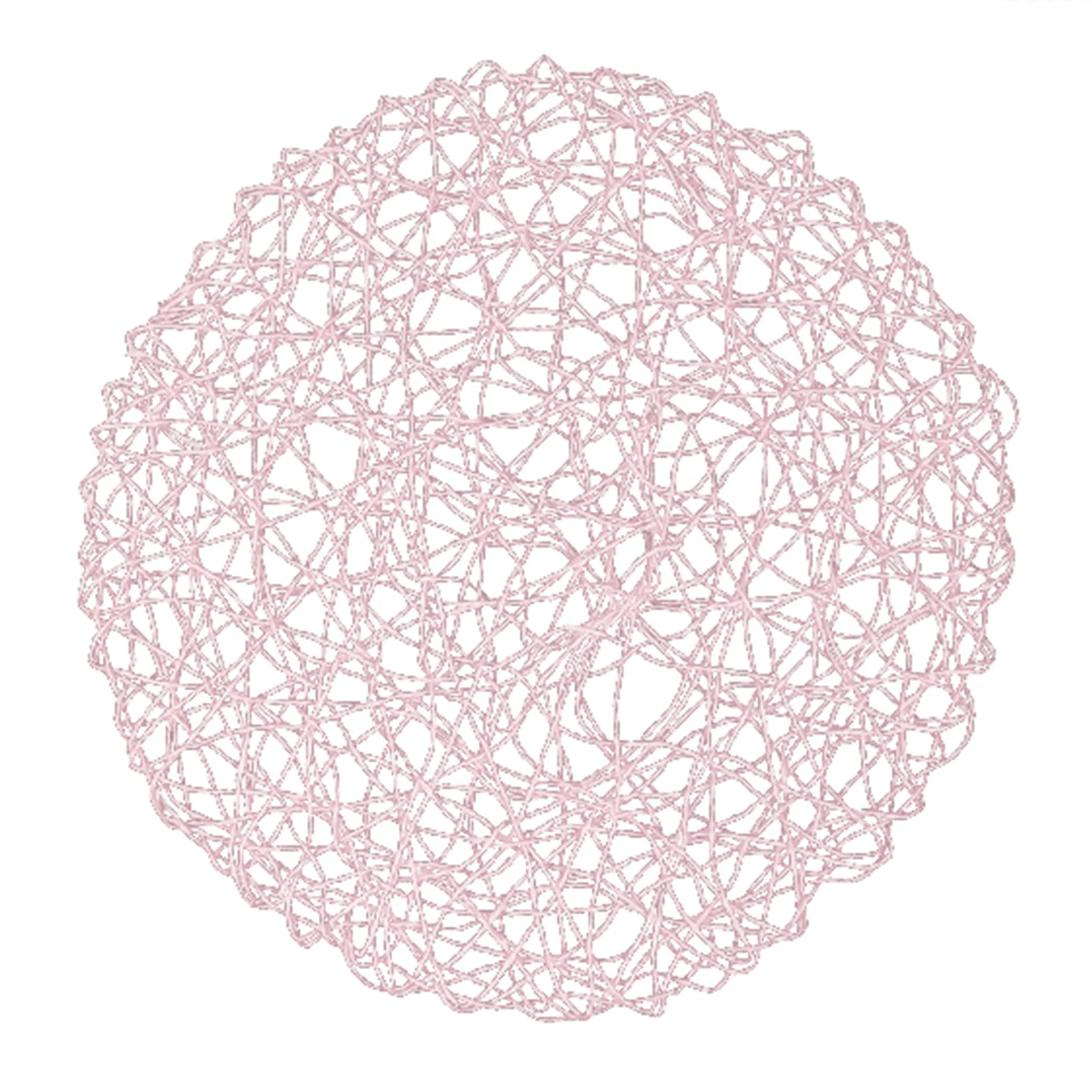 6-Pack Woven Fiber Table Placemats 15" Round Design Blush - Disposable Dining Mats - Image 4