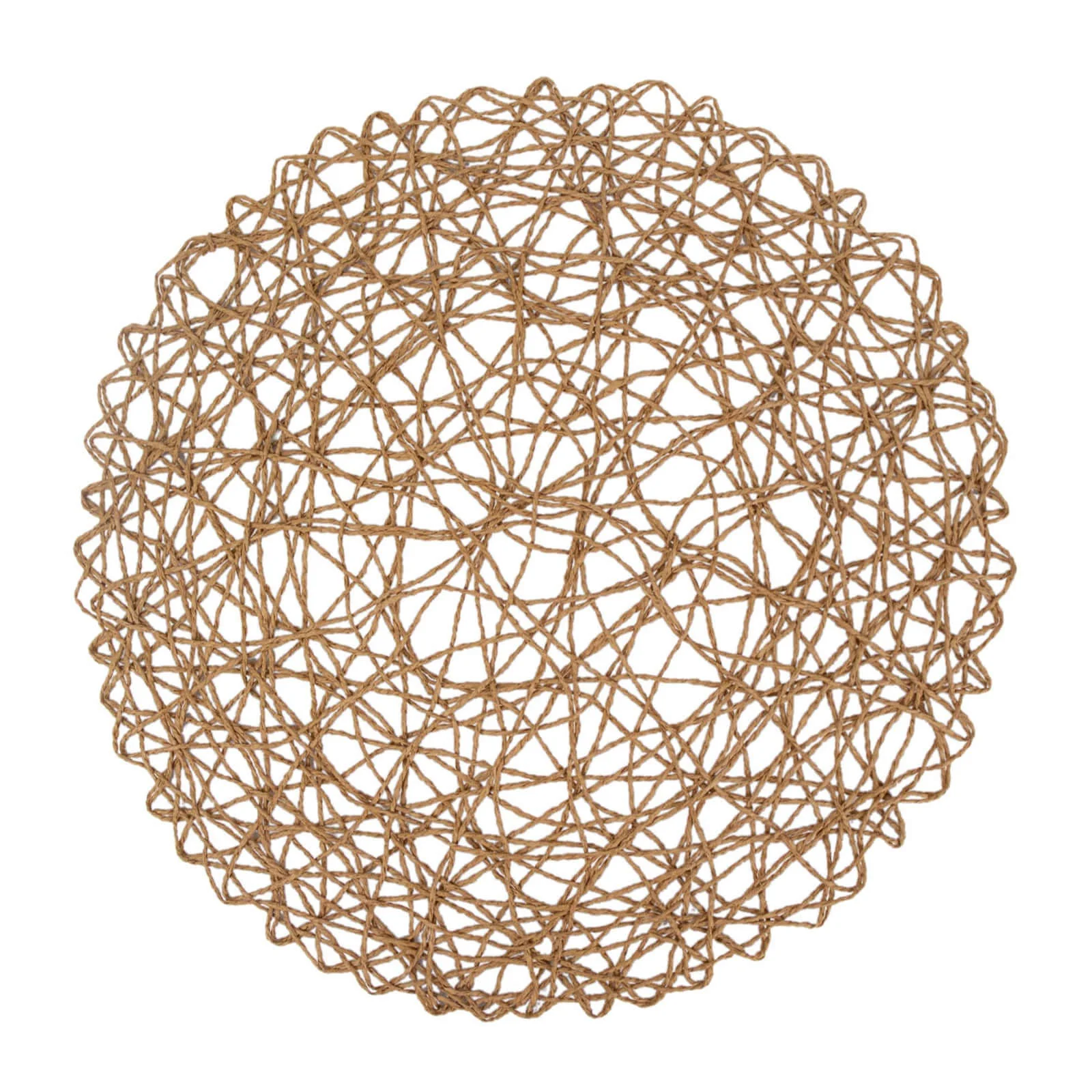 6-Pack Woven Fiber Table Placemats 15" Round Design Natural - Disposable Dining Mats - Image 6