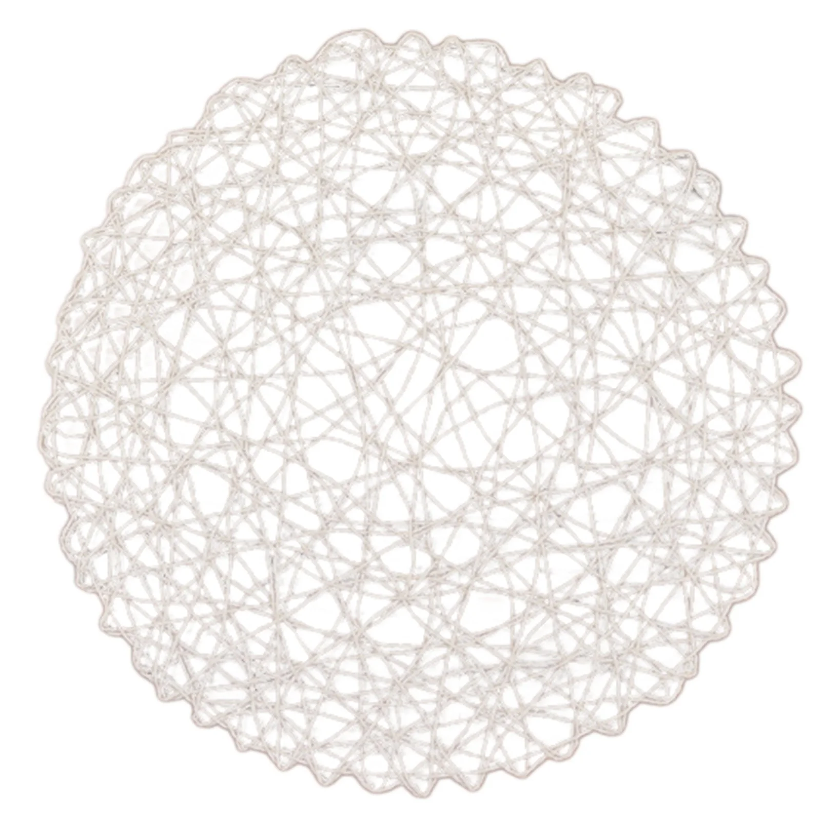 6-Pack Woven Fiber Table Placemats 15" Round Design White - Disposable Dining Mats for Stylish Settings - Image 5