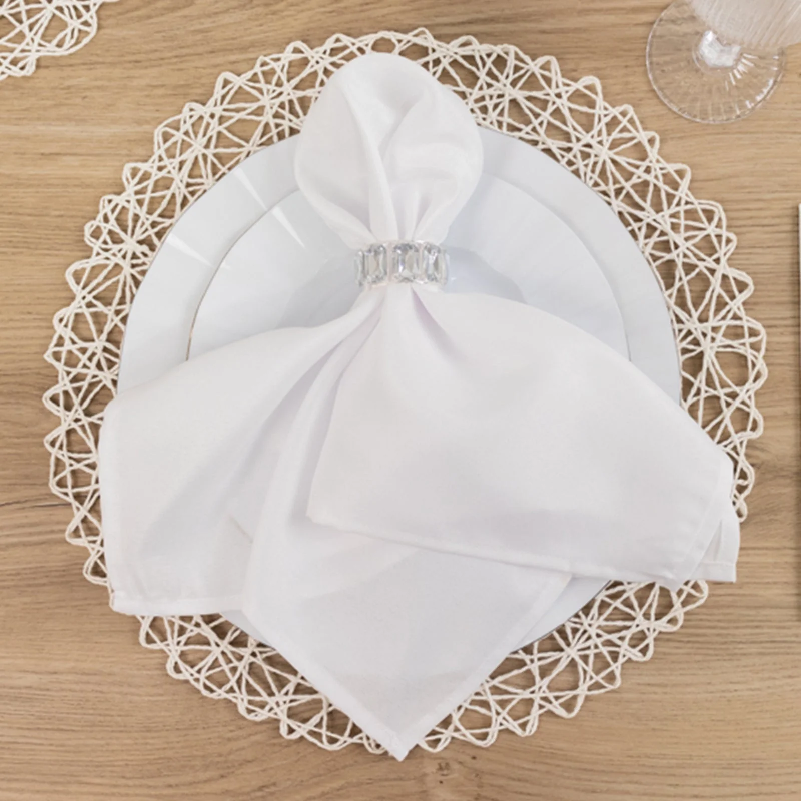6-Pack Woven Fiber Table Placemats 15" Round Design White - Disposable Dining Mats for Stylish Settings - Image 7