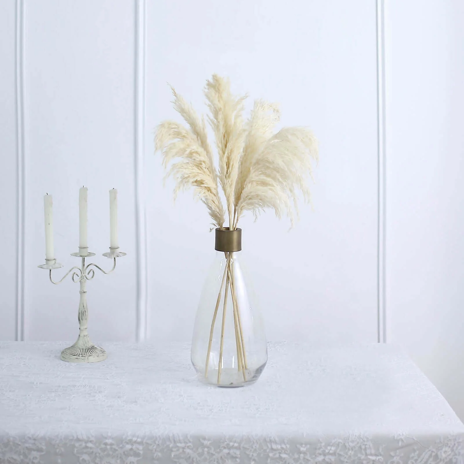 6 Stems Natural Dried Pampas Grass Decor 32" Natural Tint - Fluffy Plant Sprays - Image 13