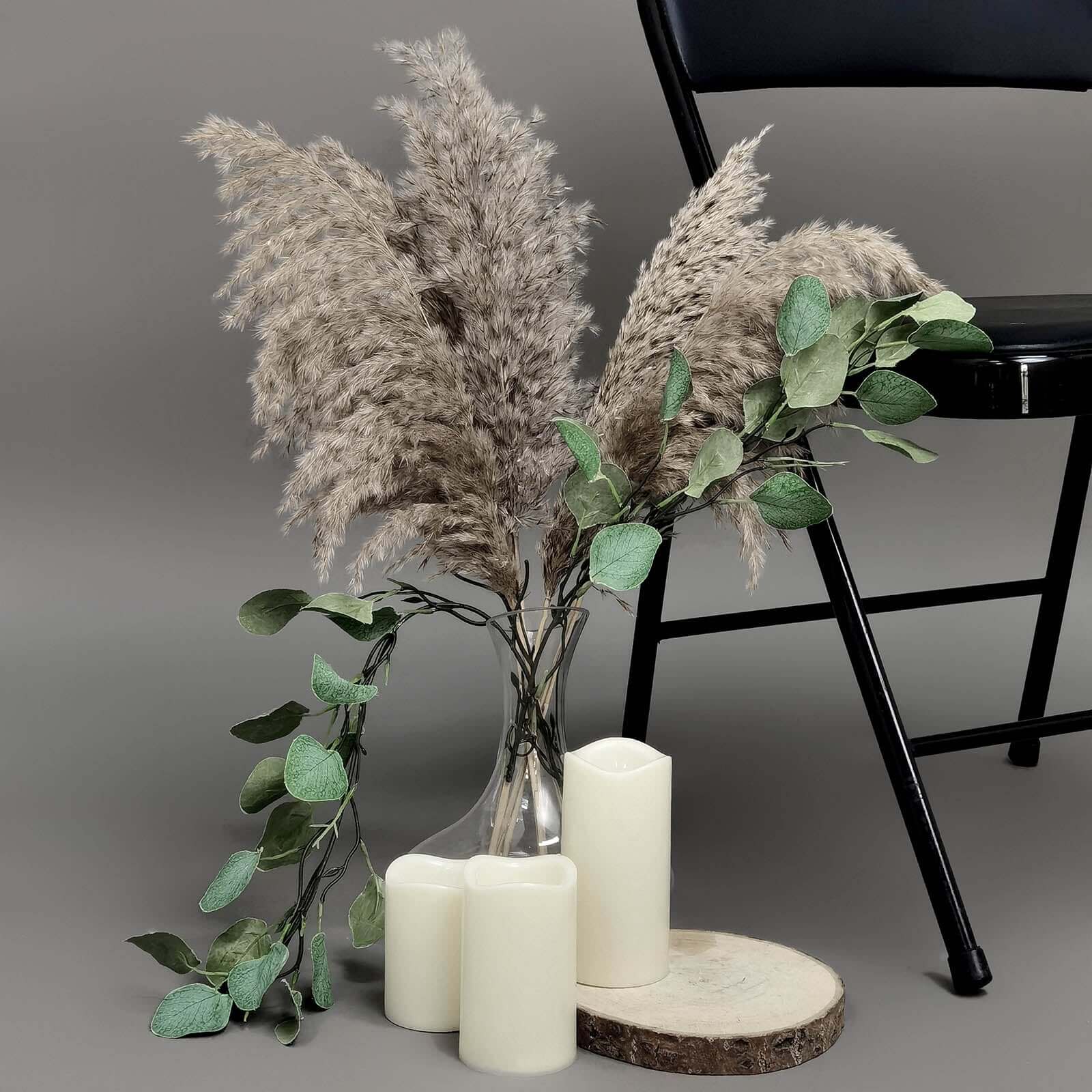 6 Stems Natural Dried Pampas Grass Decor 32" Natural Tint - Fluffy Plant Sprays - Image 8