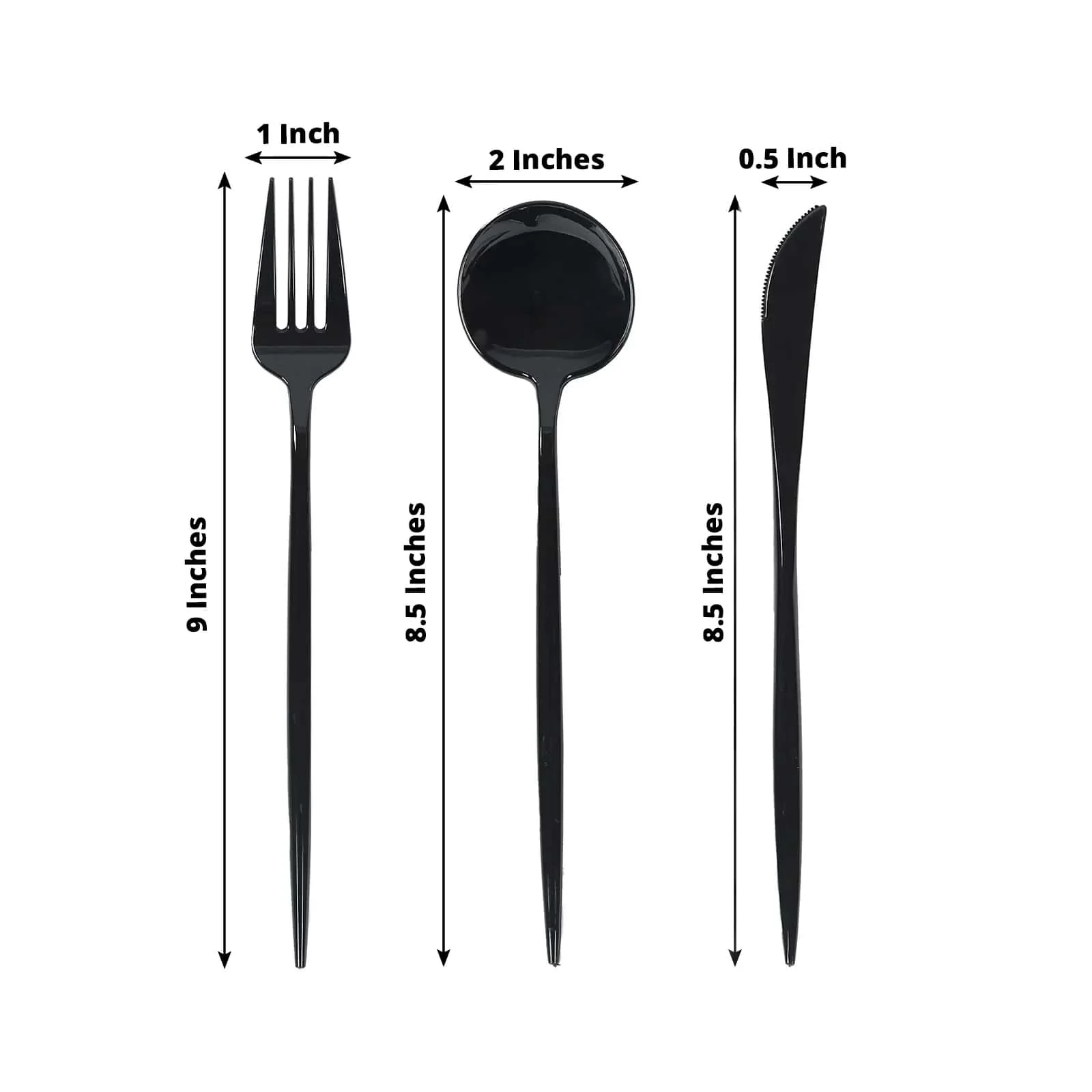 60 Pack Heavy Duty Plastic Utensil Set, Black Premium Disposable Sleek Cutlery Flatware - Image 2