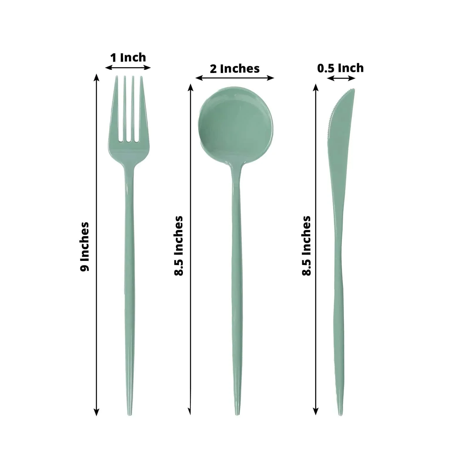 60 Pack Heavy Duty Plastic Utensil Set, Dusty Sage Green Premium Disposable Sleek Cutlery Flatware - Image 2