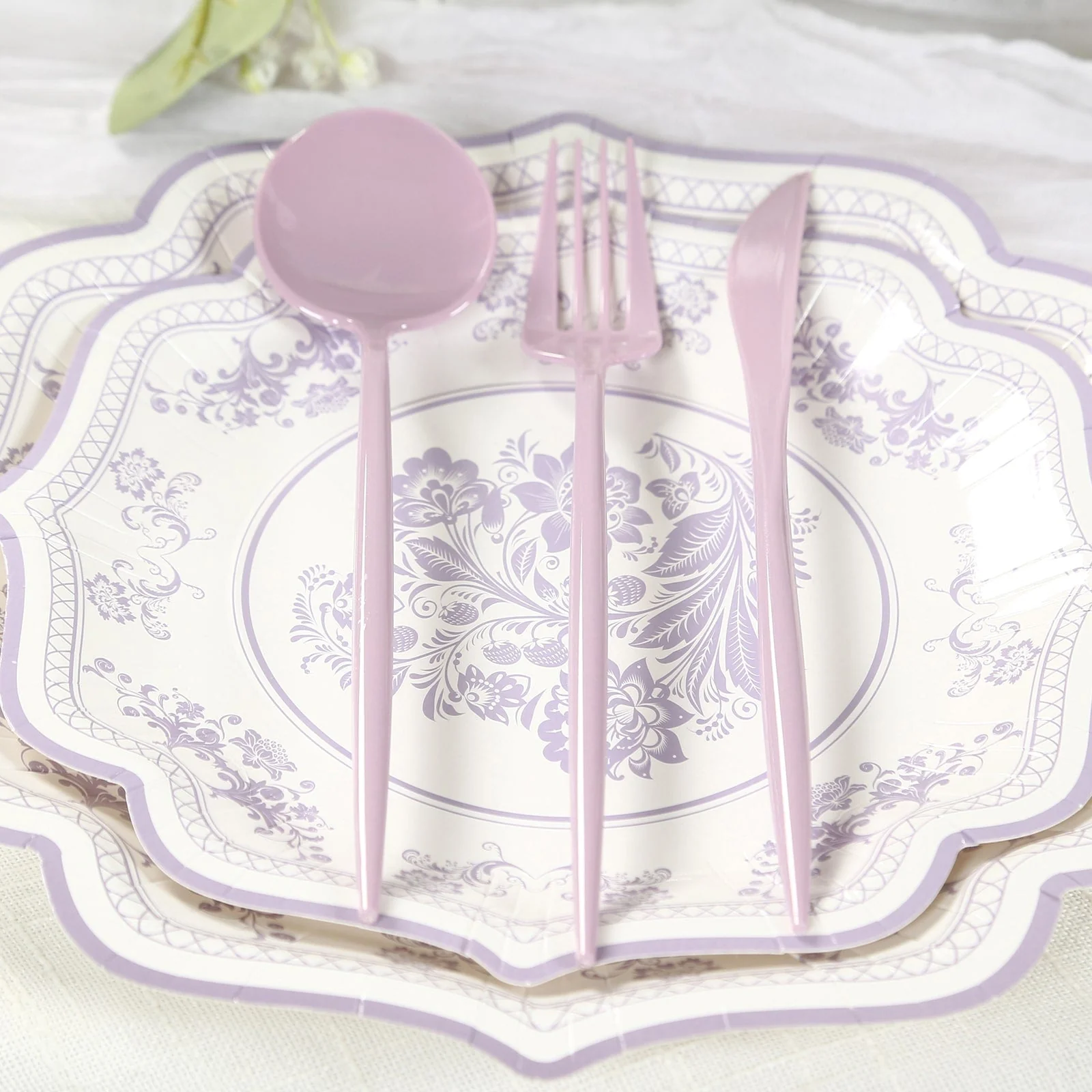 60 Pack Heavy Duty Plastic Utensil Set, Lavender Lilac Premium Disposable Sleek Cutlery Flatware - Image 6