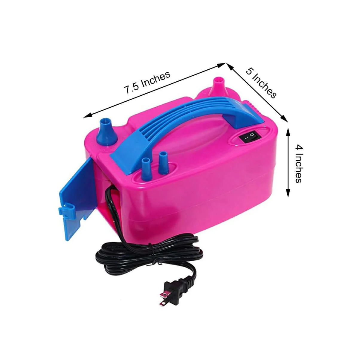 600W Hot Pink Dual Nozzle Electric Balloon Pump, Balloon Inflator, Blow Up Machine - Image 3