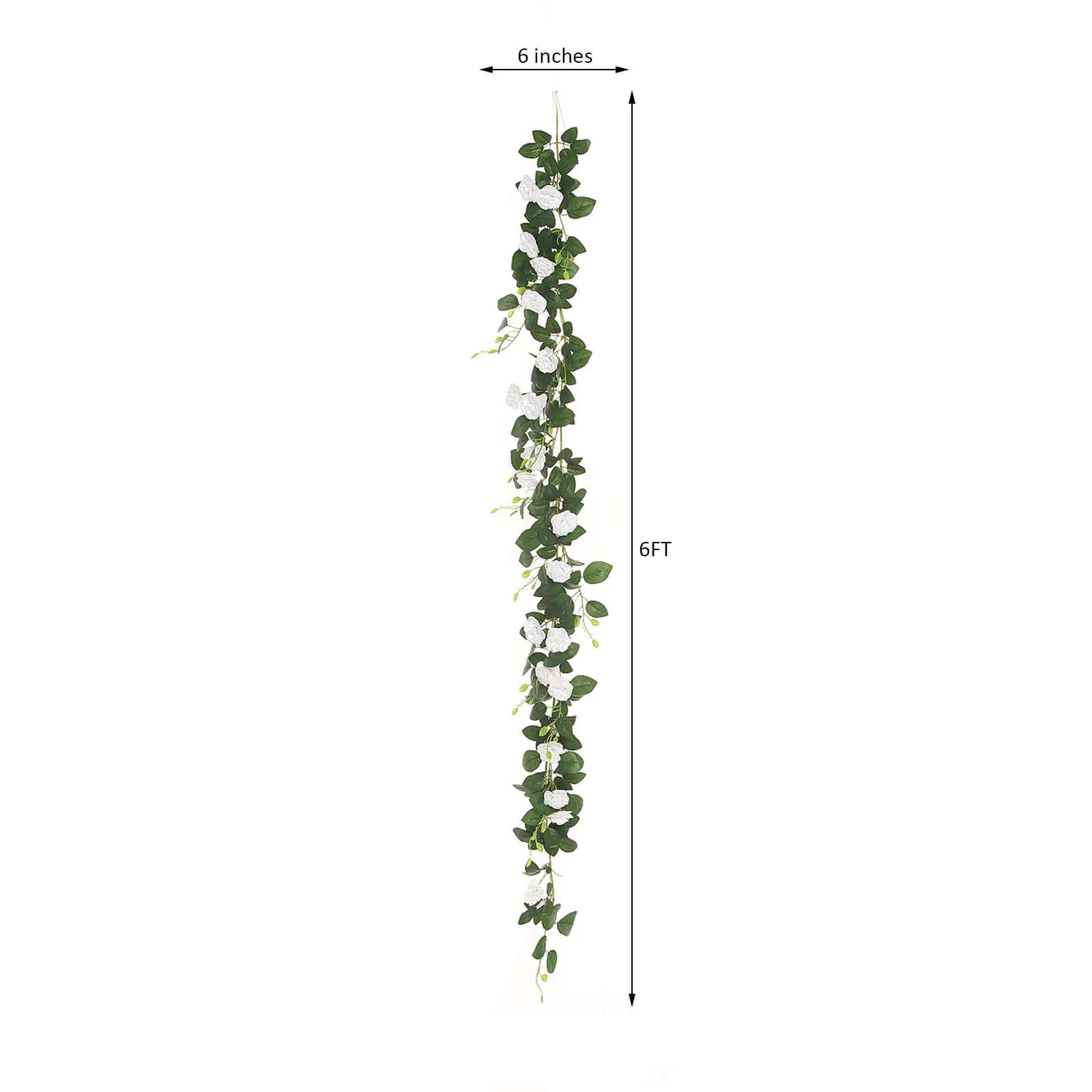 20 White Artificial Silk Roses Flower Garland, Hanging Vine 6ft - Image 3