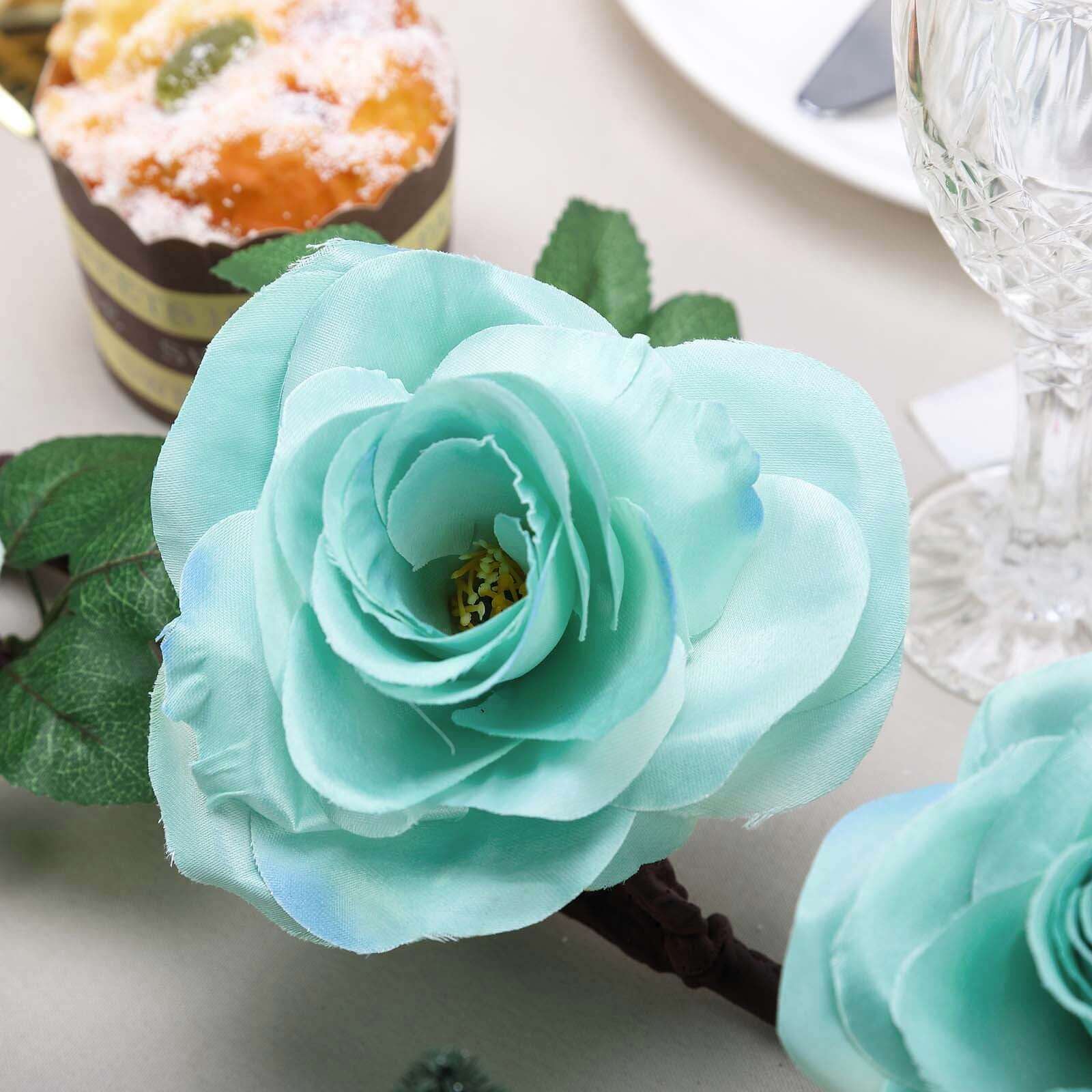 Aqua/Turquoise Artificial Silk Rose Hanging Flower Garland Vine 6ft - Image 14