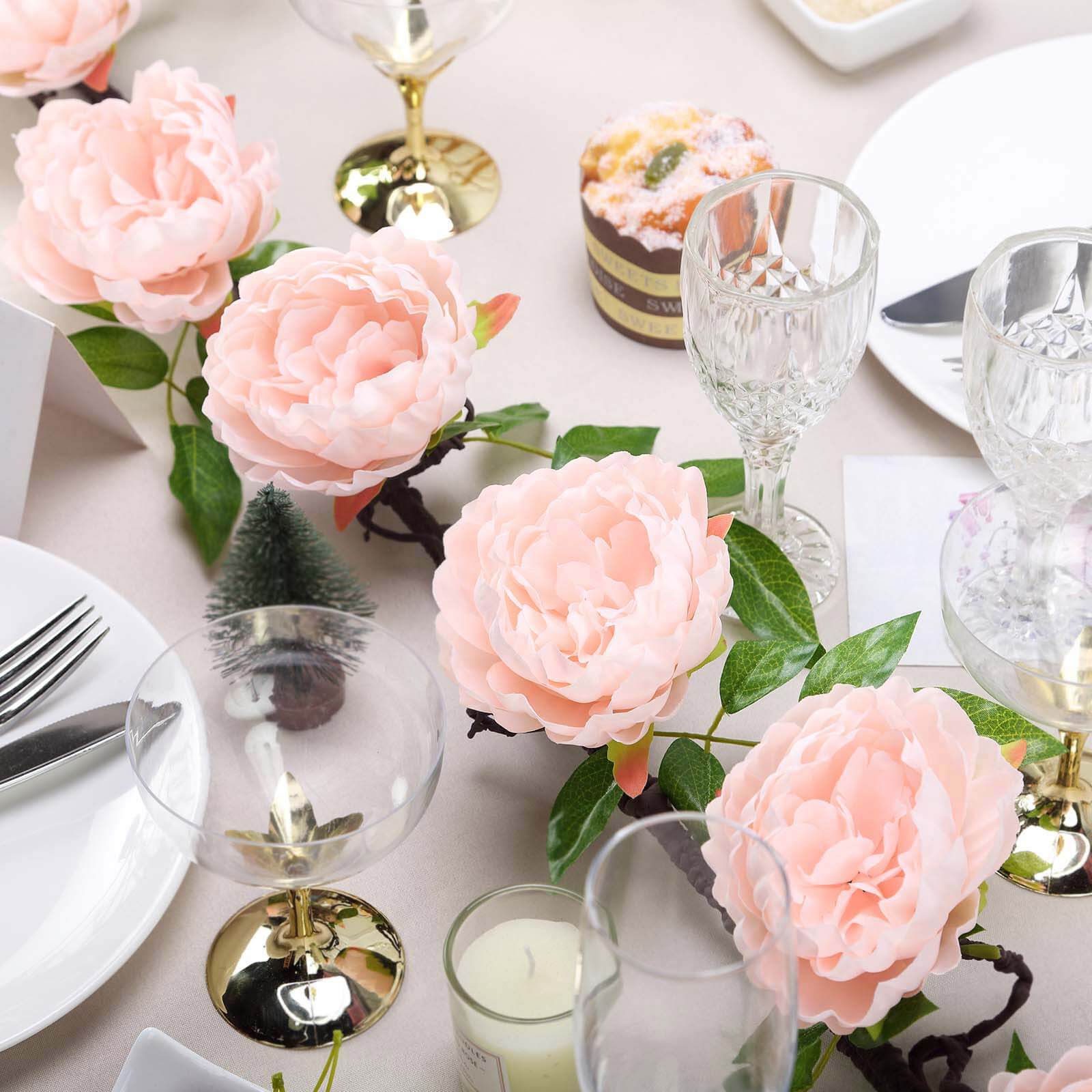 Blush Artificial Silk Peony Hanging Flower Garland, Faux Vine 6ft - Image 2