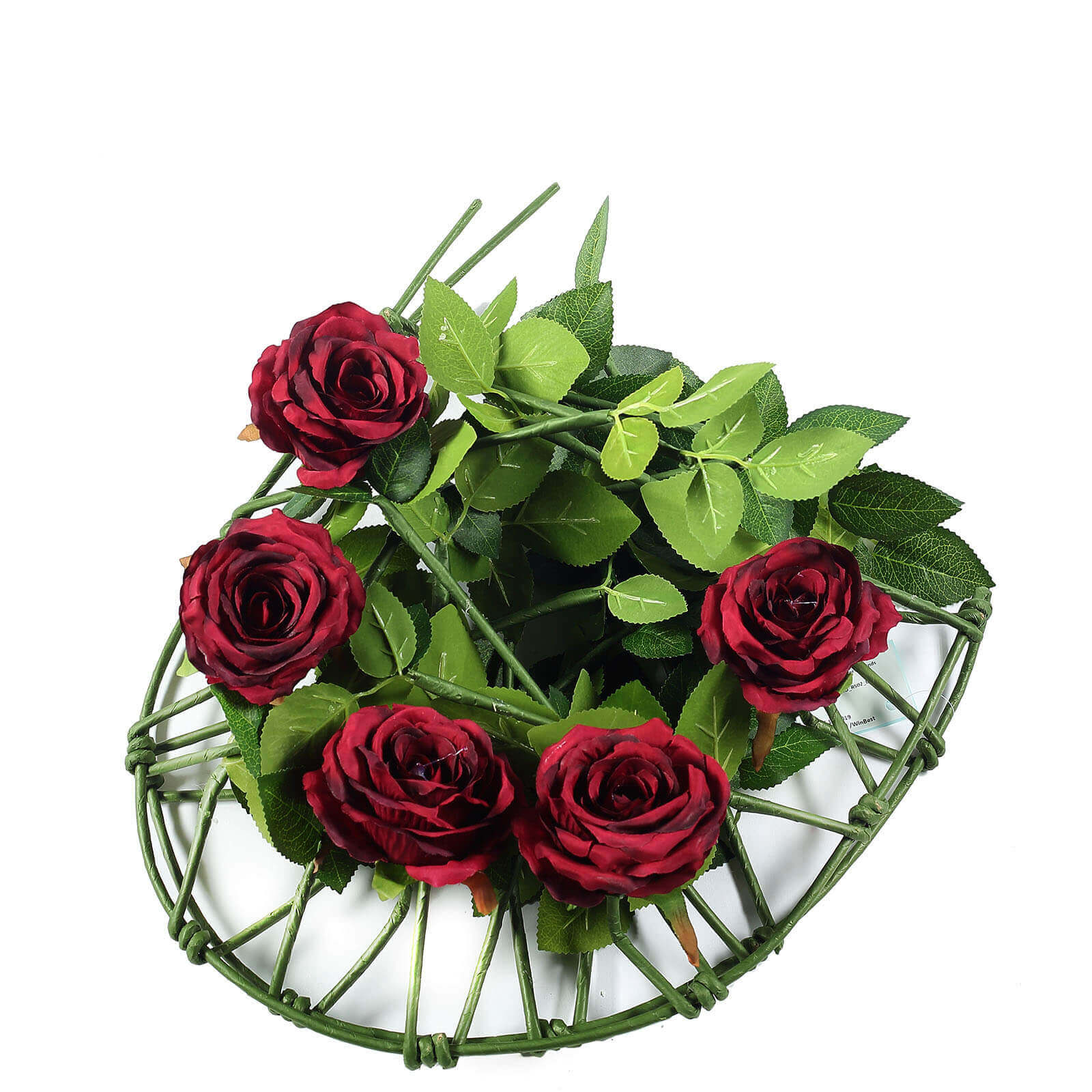 Burgundy Real Touch Artificial Rose and Leaf Flower Garland Vine 6ft - Image 11