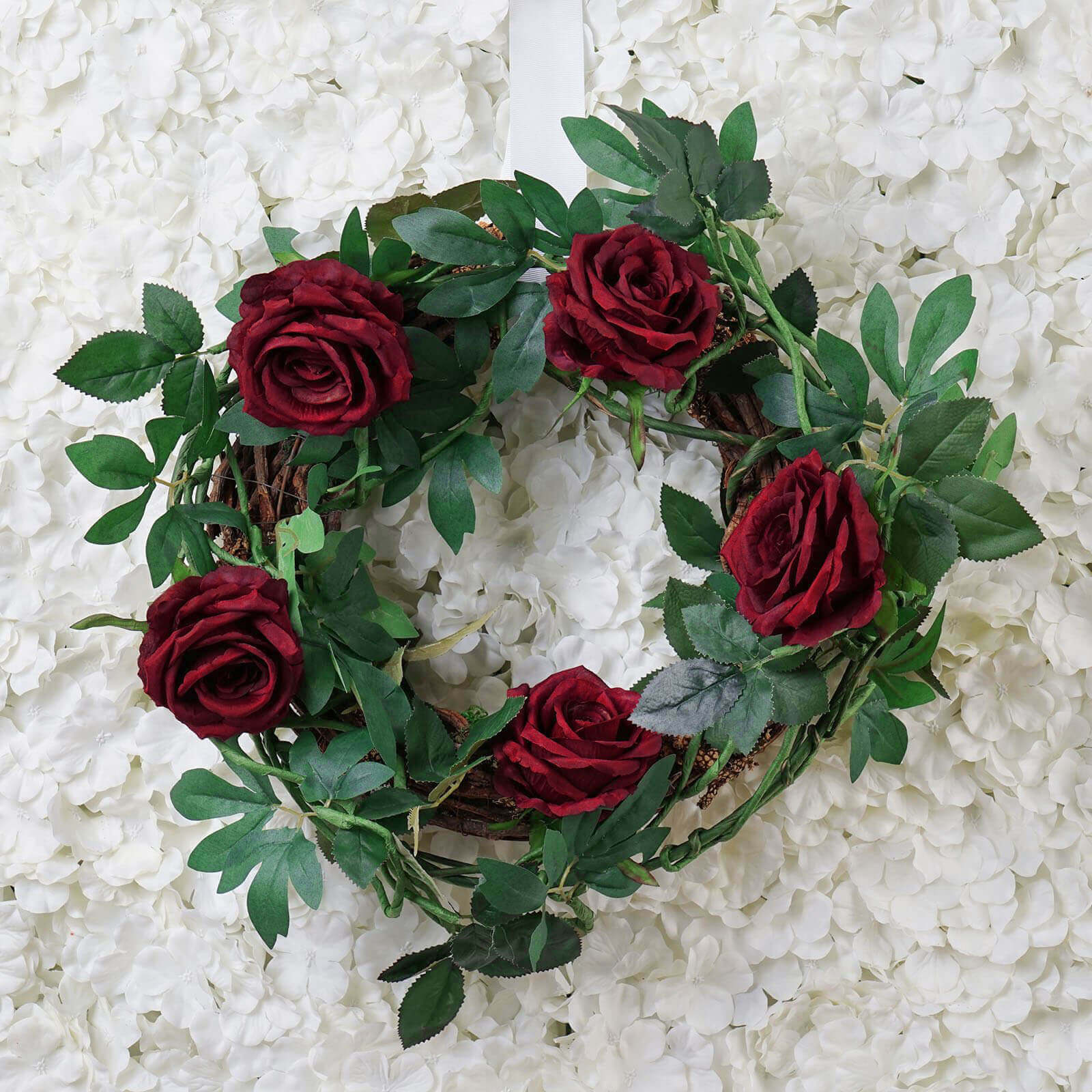 Burgundy Real Touch Artificial Rose and Leaf Flower Garland Vine 6ft - Image 18