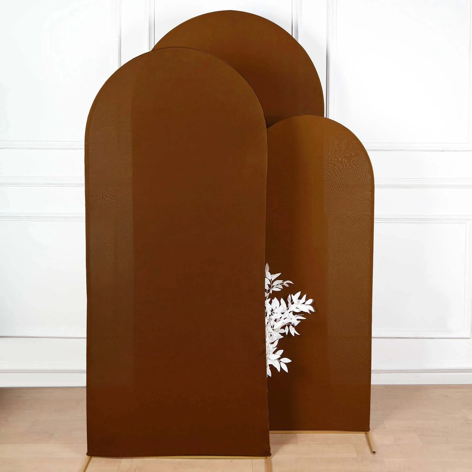 Cinnamon Brown Spandex Fitted Wedding Arch Cover For Round Top Chiara Backdrop Stand 6ft - Image 7