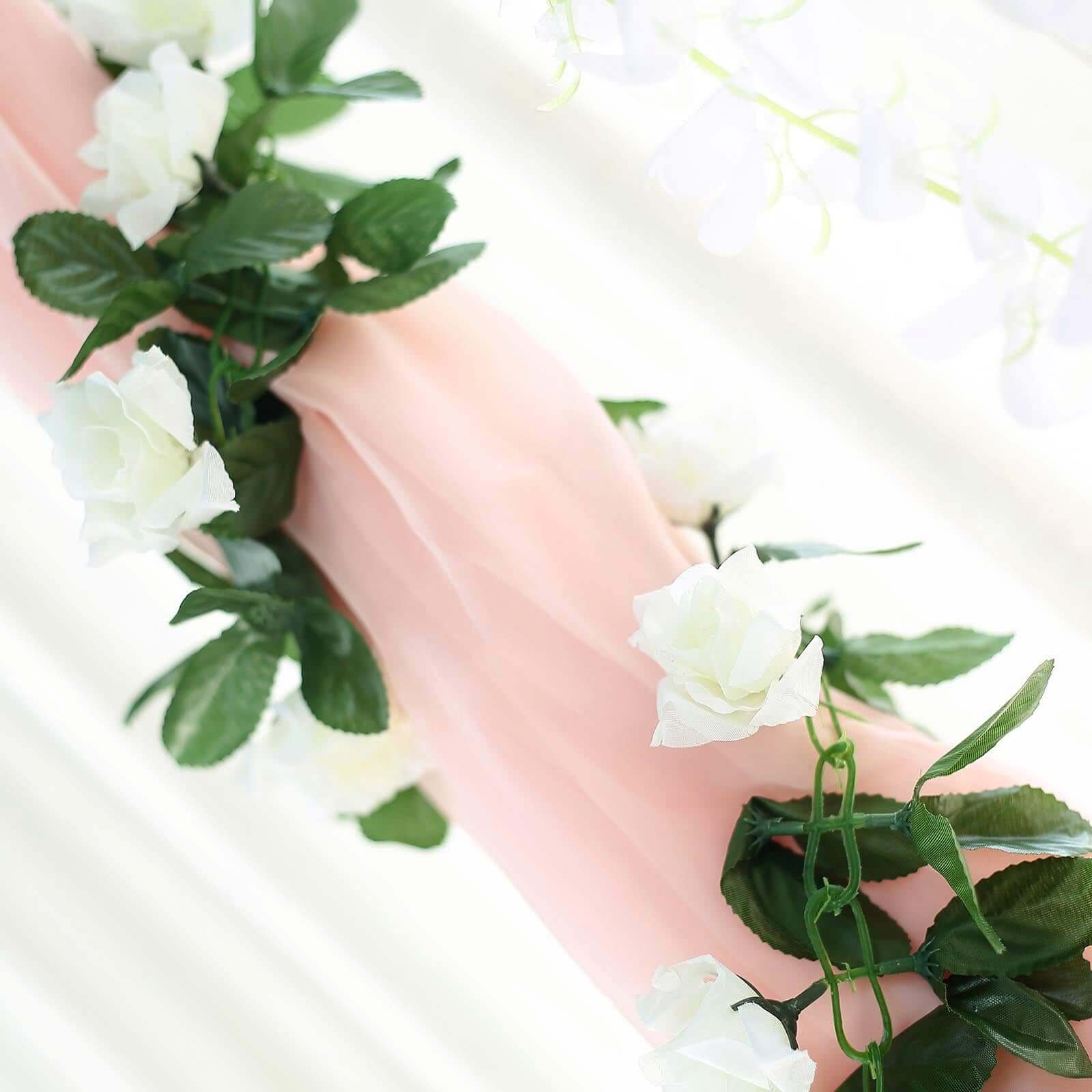 Cream Artificial Silk Rose Garland UV Protected Flower Chain 6ft - Image 11