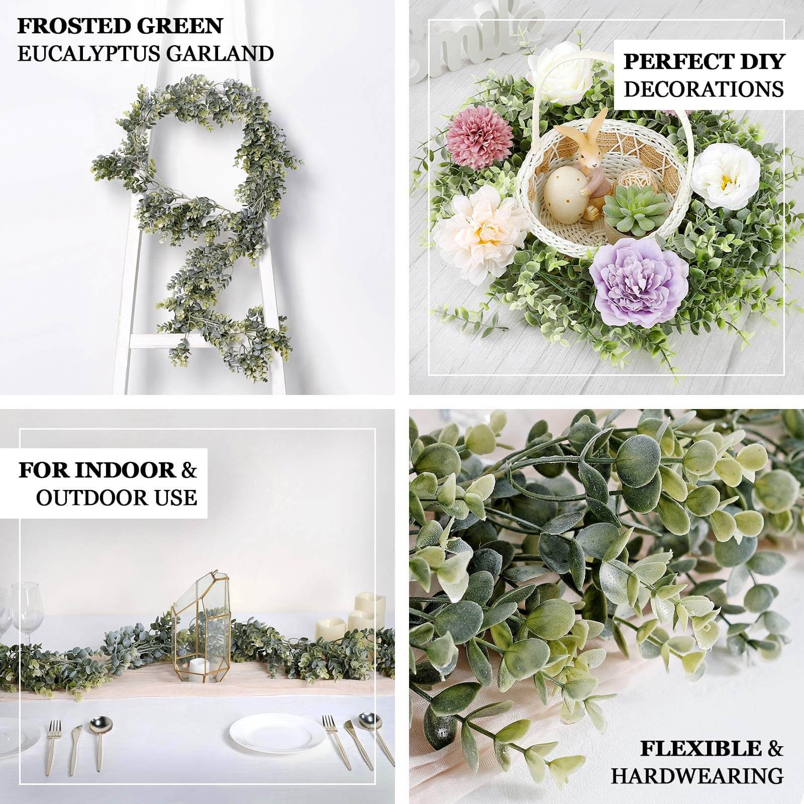 Lifelike Frosted Green Artificial Eucalyptus Leaf Garland Plant, Waterproof Faux Hanging Vine 6ft - Image 4