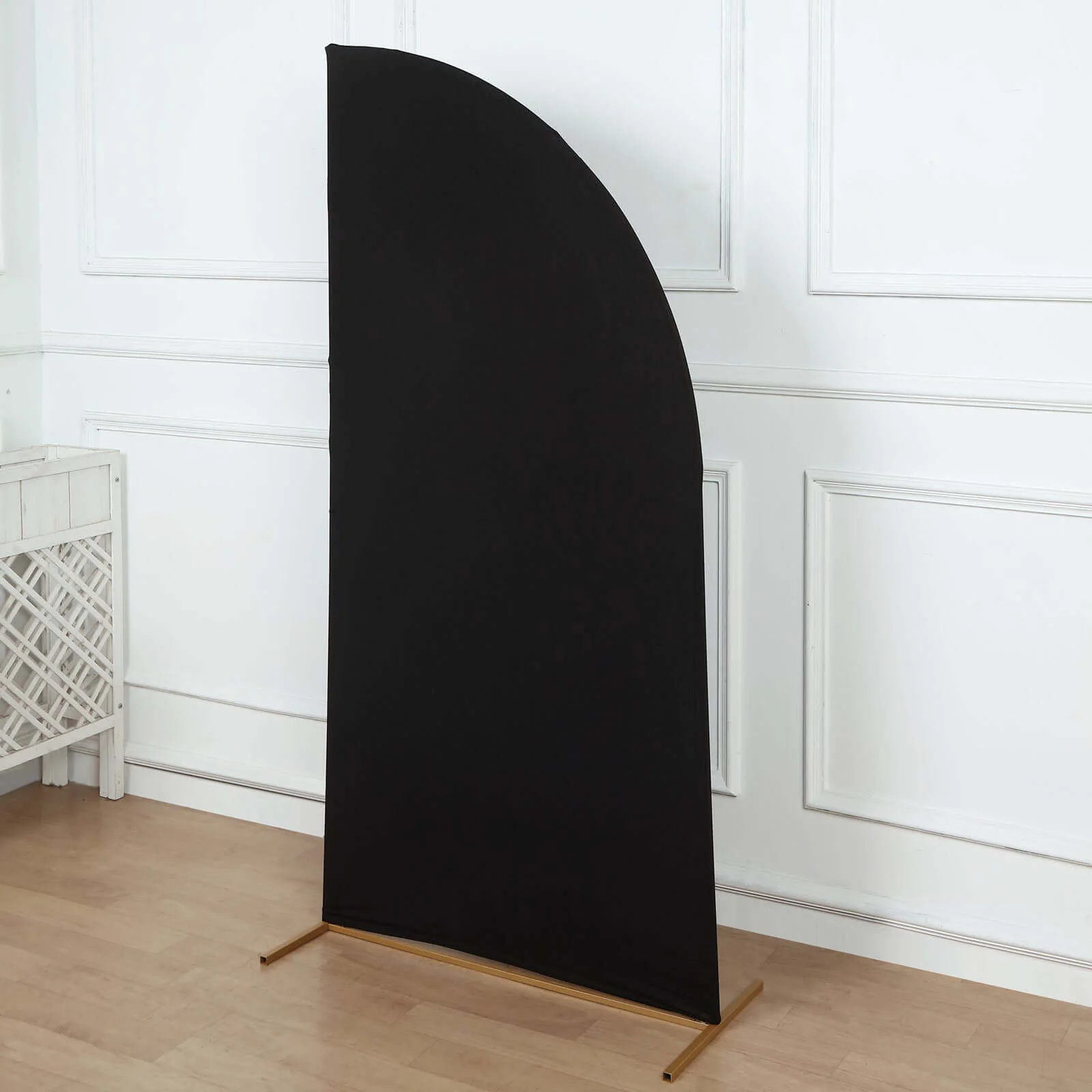 Matte Black Fitted Spandex Half Moon Wedding Arch Cover, Custom Fit Chiara Backdrop Stand Cover 6ft - Image 8