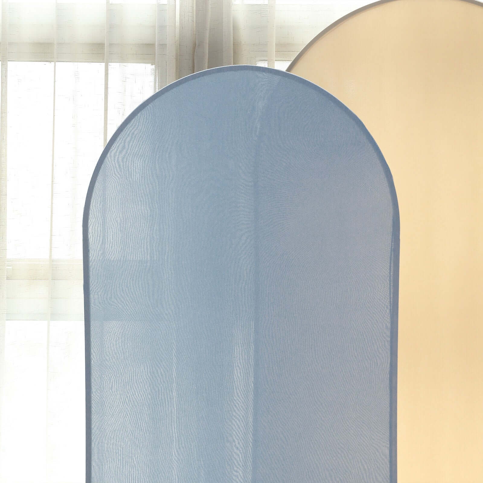 Matte Dusty Blue Spandex Fitted Wedding Arch Cover For Round Top Chiara Backdrop Stand 6ft - Image 10