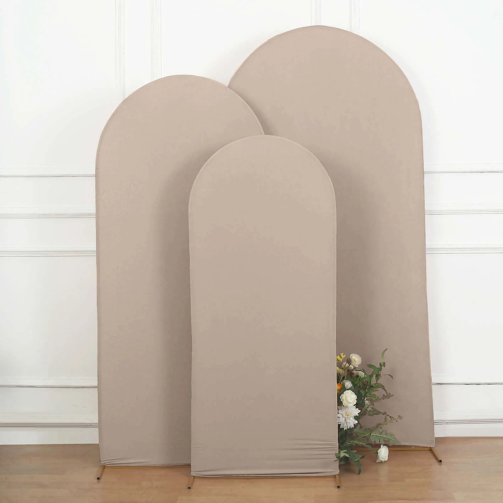 Matte Nude Spandex Fitted Wedding Arch Cover For Round Top Chiara Backdrop Stand 6ft - Image 2