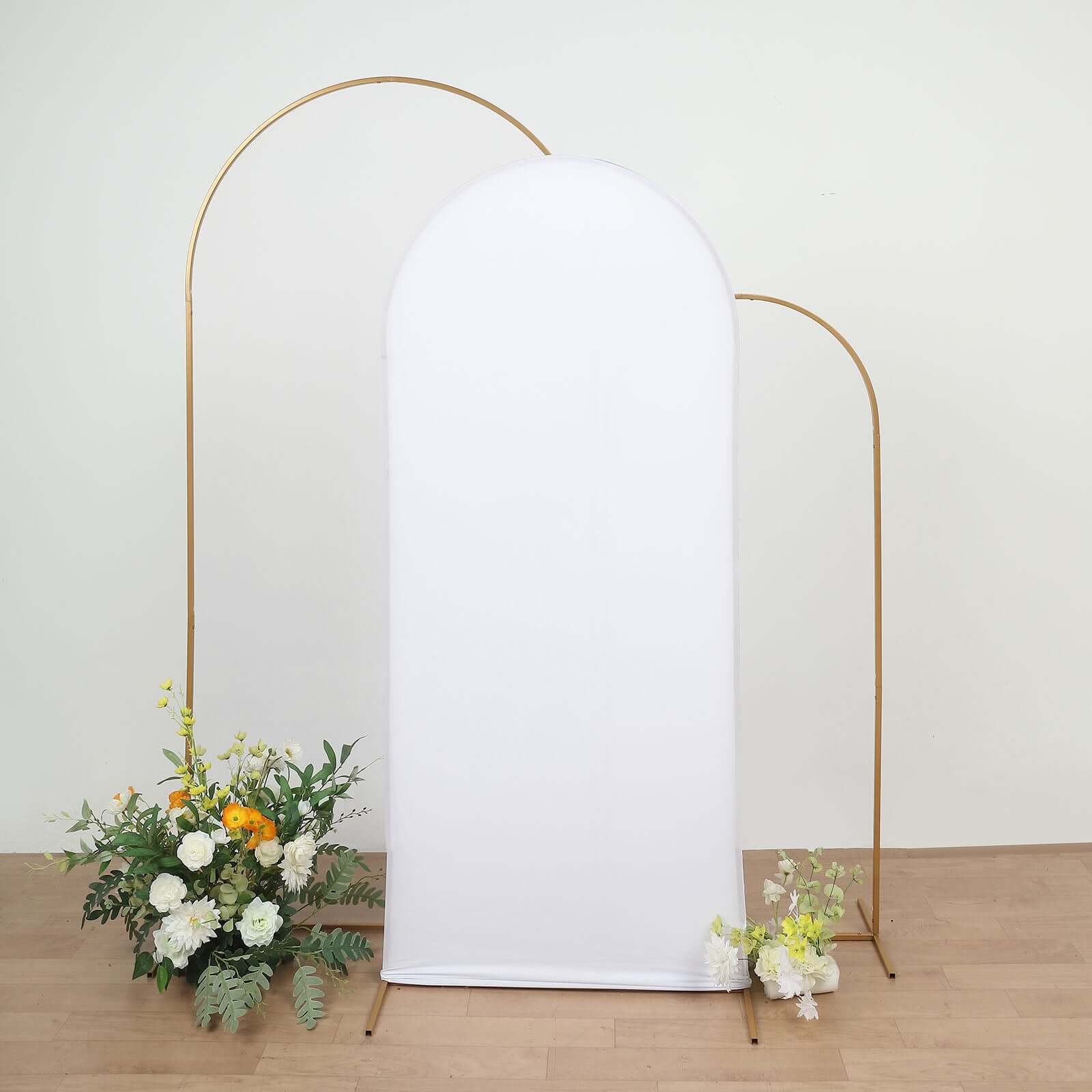 Matte White Spandex Fitted Wedding Arch Cover For Round Top Chiara Backdrop Stand 6ft - Image 7