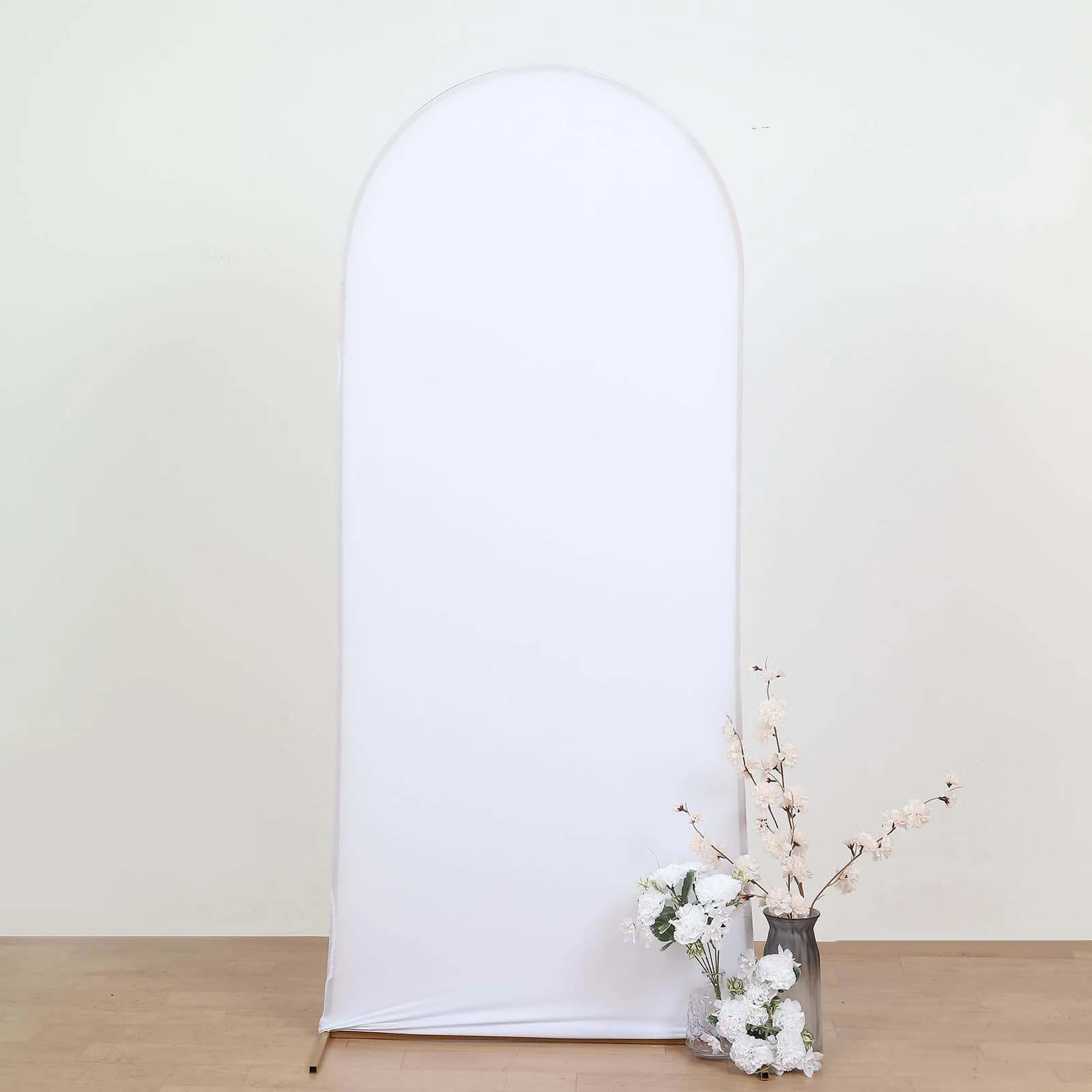 Matte White Spandex Fitted Wedding Arch Cover For Round Top Chiara Backdrop Stand 6ft - Image 9