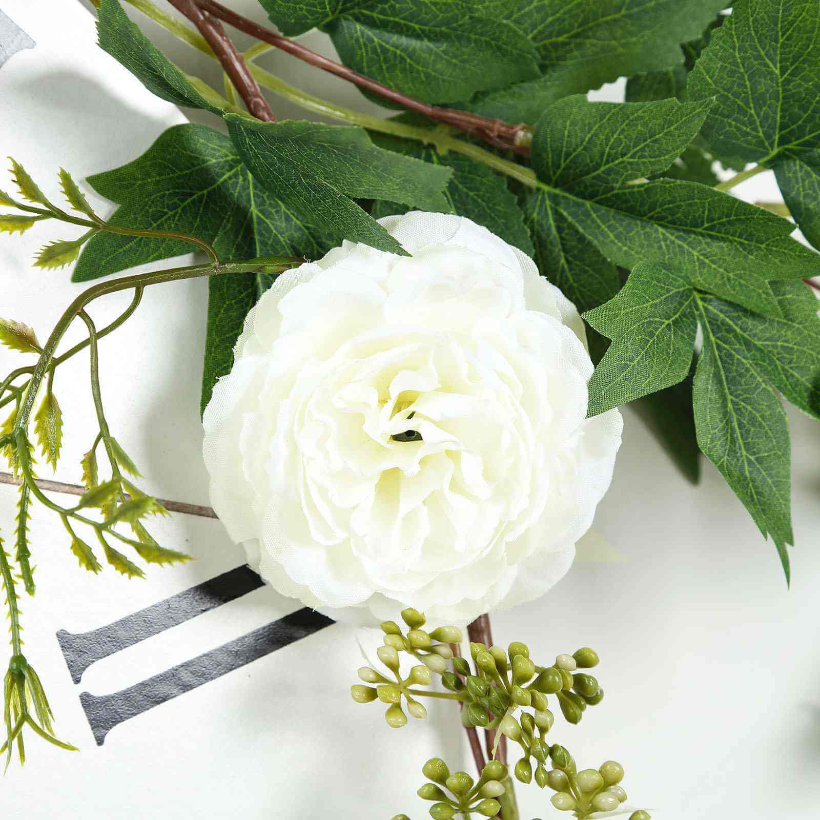 White Artificial Silk Peony/Foliage Hanging Flower Garland Vine 6ft - Image 8