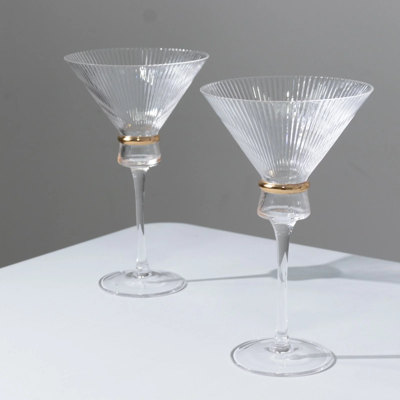 6-Pack Martini Glasses – 10oz Real Glass, Clear Ribbed Design with Gold Ring Accent, Elegant Cocktail Glasses for Martinis & Cosmopolitans – 8" Tall - Image 8