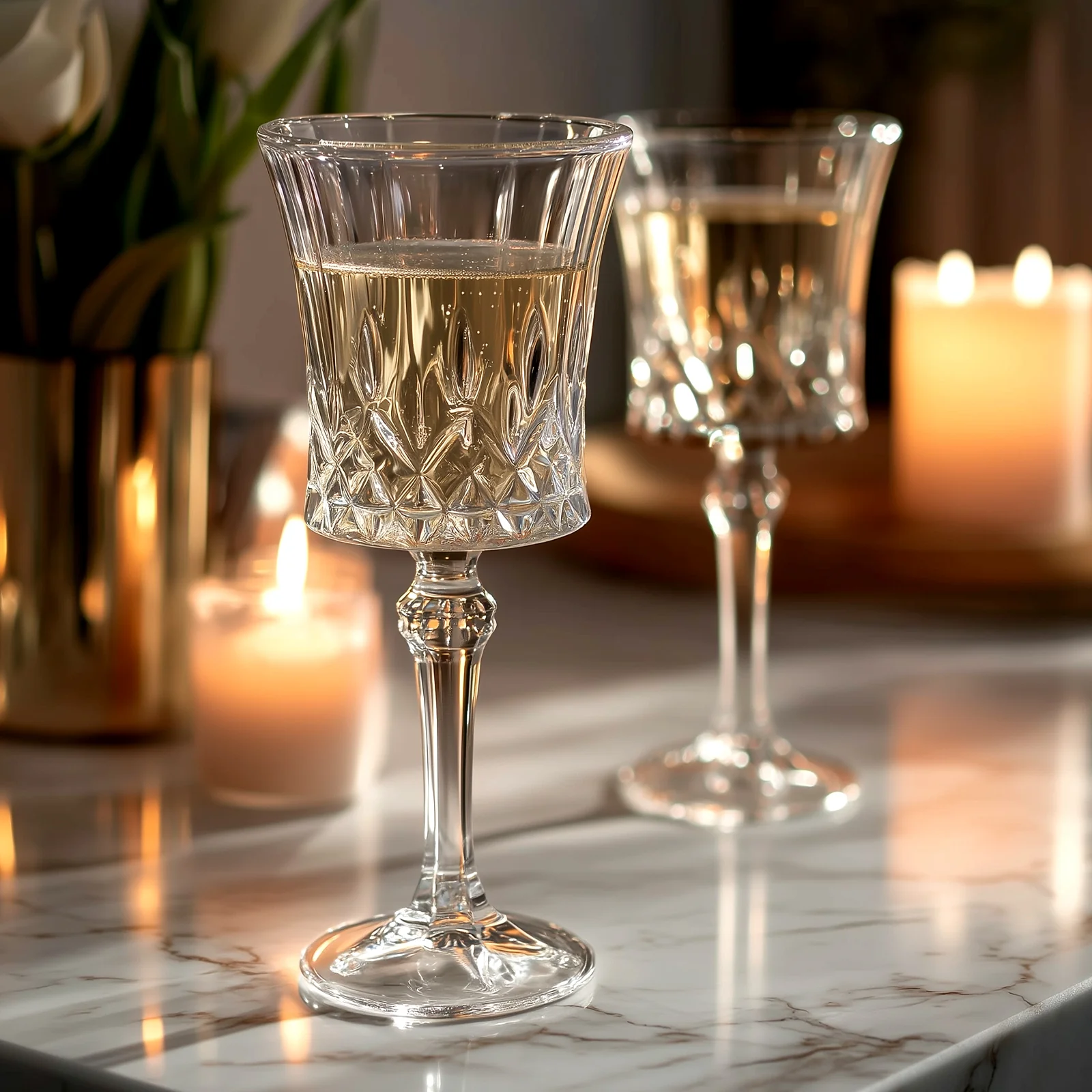 6 Pack Crystal Cut Glass Goblets 9oz Clear – Elegant Vintage Wine, Water & Cocktail Glasses for Table Settings - Image 5