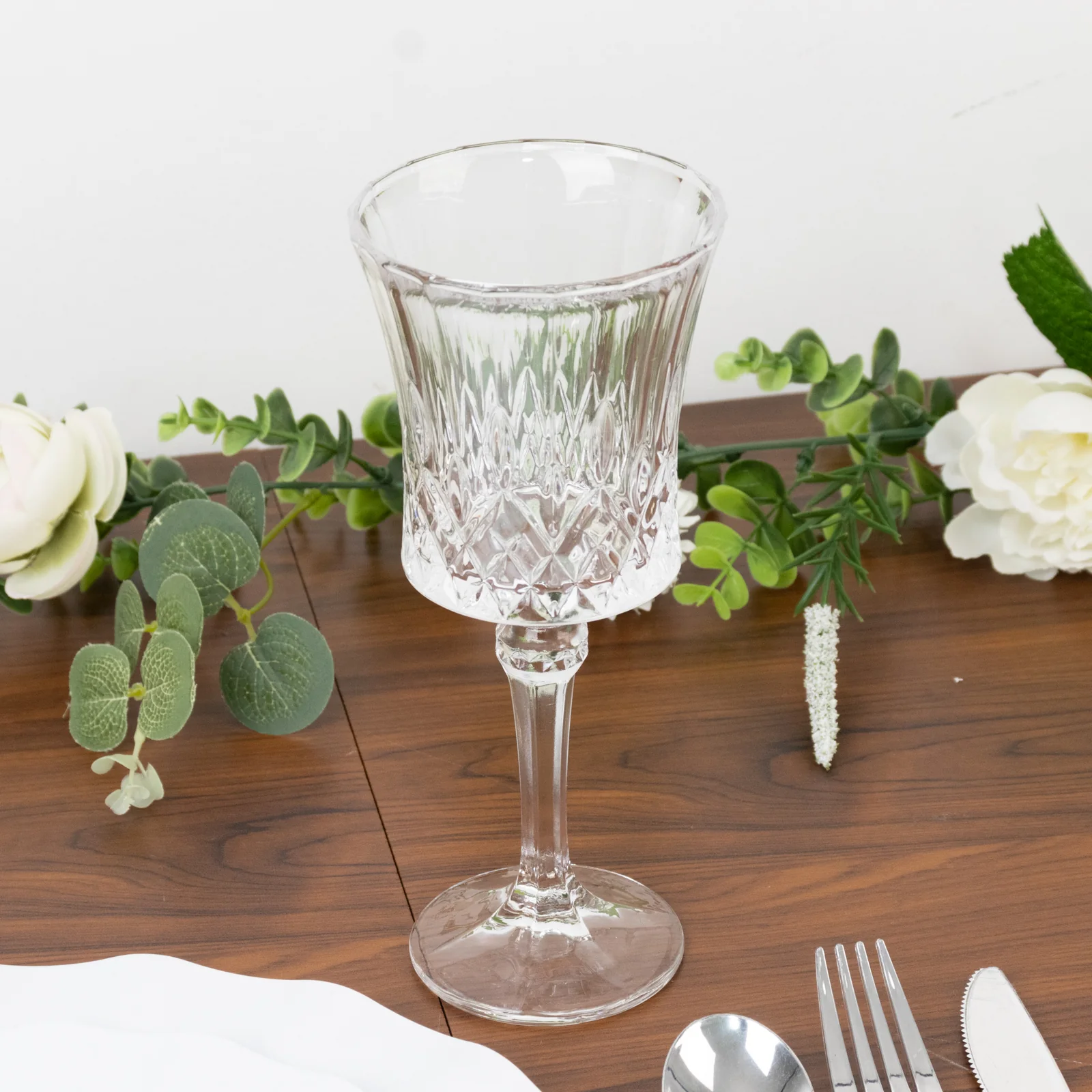 6 Pack Crystal Cut Glass Goblets 9oz Clear – Elegant Vintage Wine, Water & Cocktail Glasses for Table Settings - Image 9