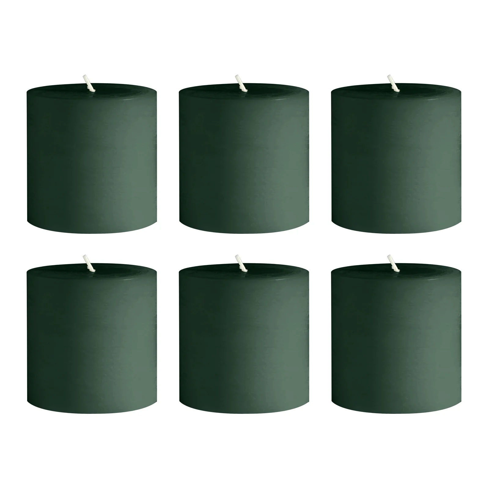 6-Pack Unscented Pillar Candles – Dripless 3"x3" Hunter Emerald Green Paraffin Wax with Smokeless Cotton Wicks, Clean & Long-Lasting 30-Hour Burn - Image 6