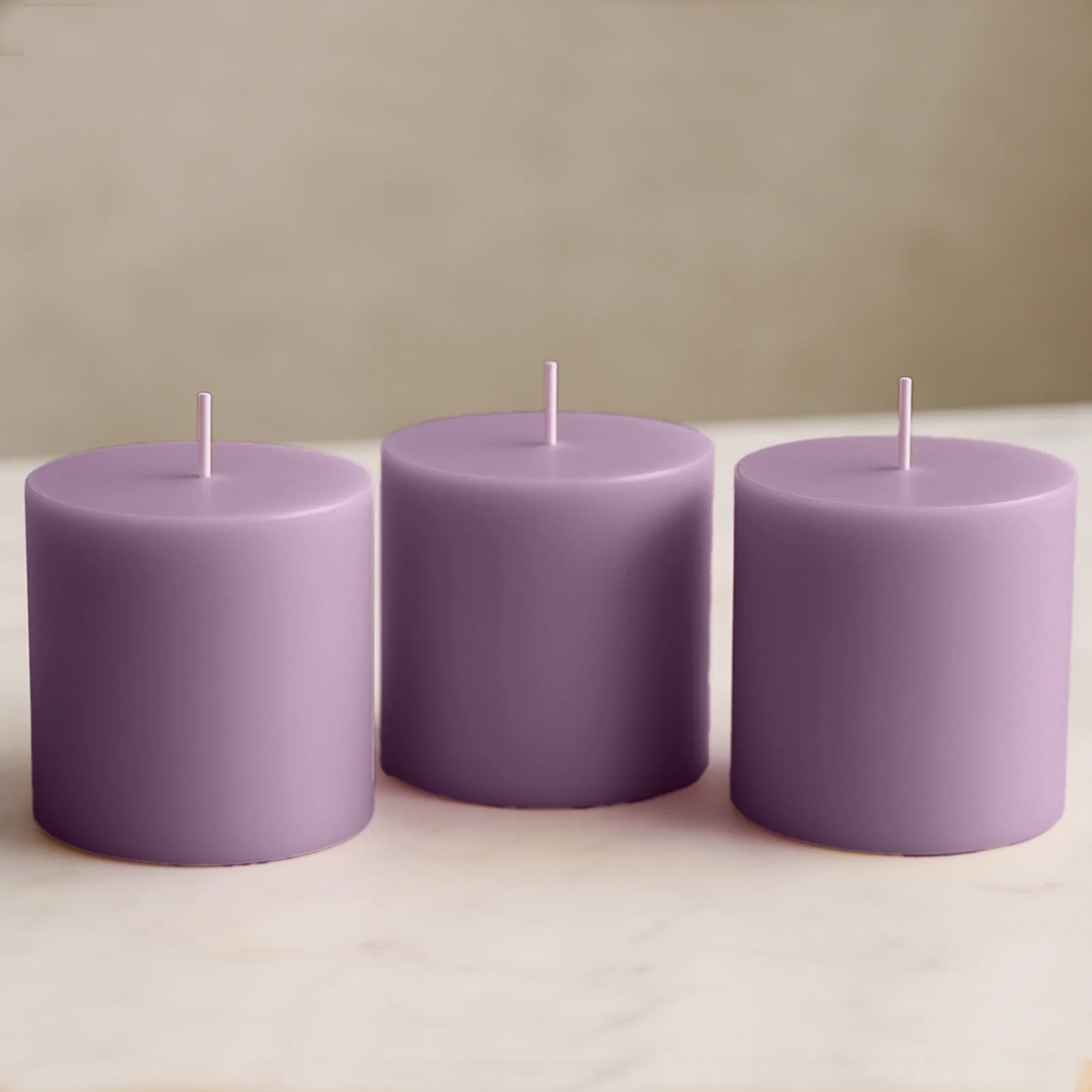 6-Pack Unscented Pillar Candles – Dripless 3"x3" Lavender Lilac Paraffin Wax with Smokeless Cotton Wicks, Clean & Long-Lasting 30-Hour Burn - Image 7