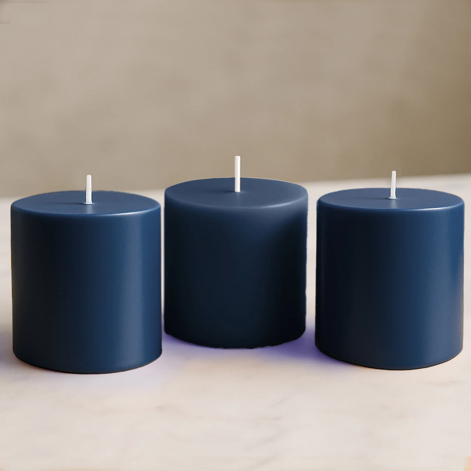 6-Pack Unscented Pillar Candles – Dripless 3"x3" Navy Blue Paraffin Wax with Smokeless Cotton Wicks, Clean & Long-Lasting 30-Hour Burn - Image 7
