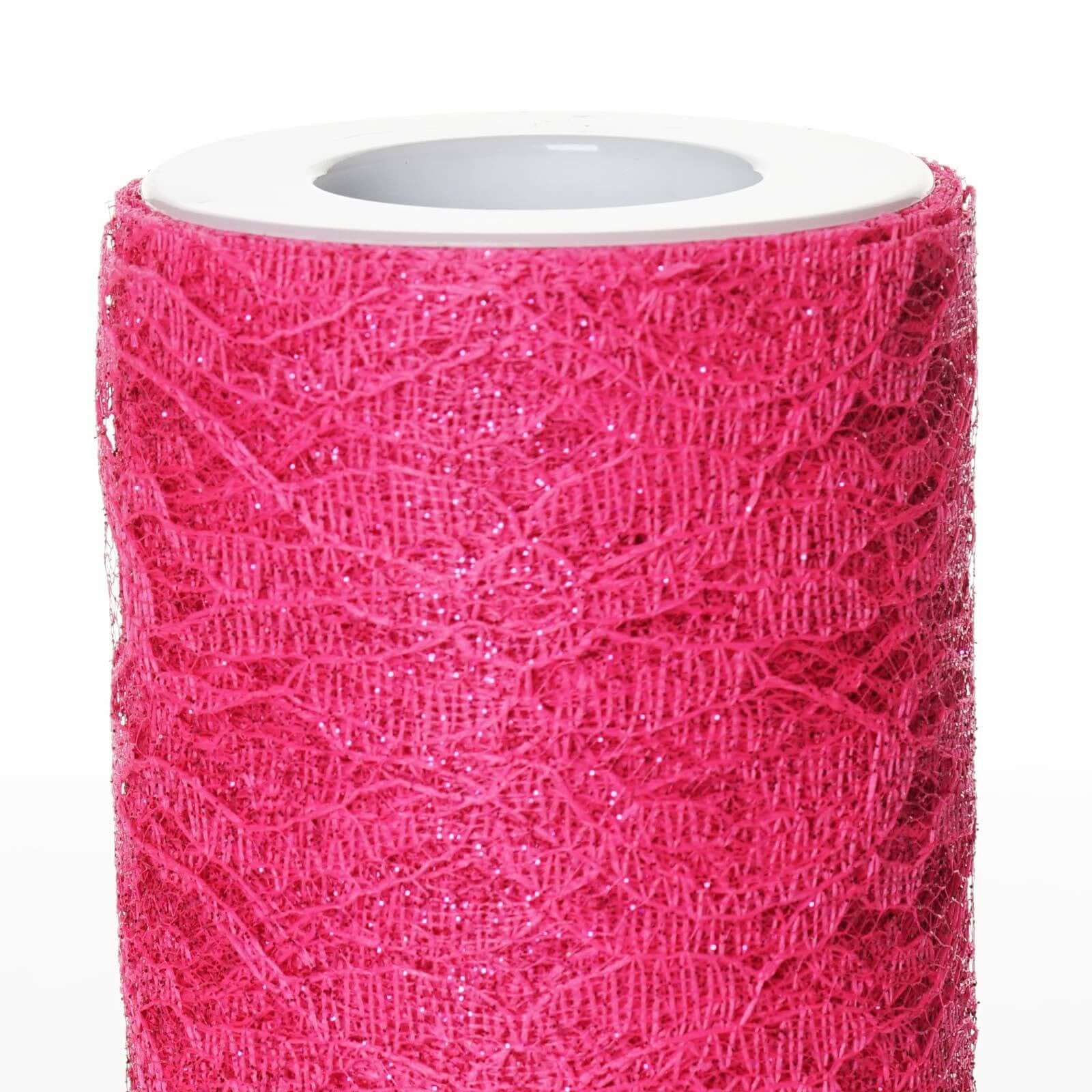Fuchsia Floral Lace Shimmer Glitter Tulle Fabric Bolt 6"X10 Yards - Image 3