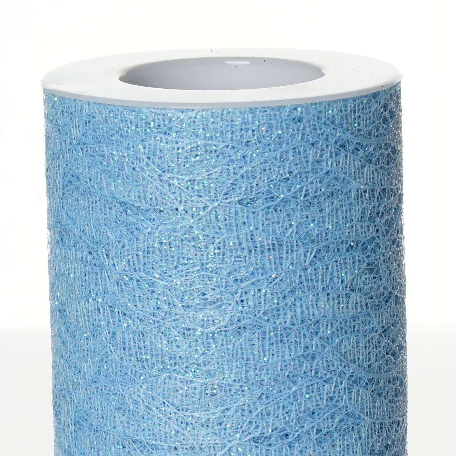 Serenity Blue Floral Lace Shimmer Glitter Tulle Fabric Bolt 6"X10 Yards - Image 3
