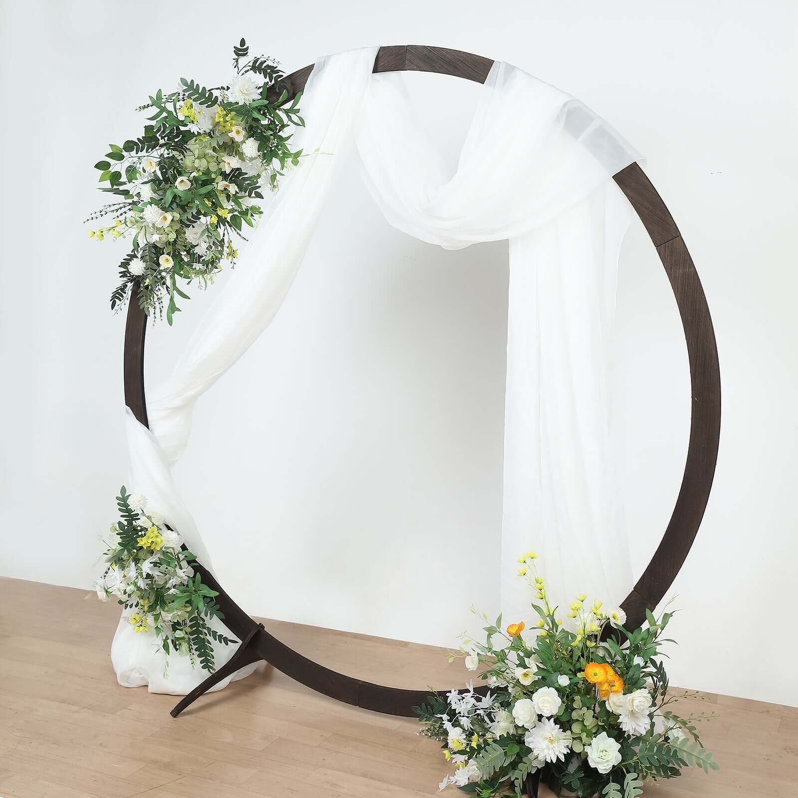 Rustic Natural Brown Wood Wedding Arch Photo Backdrop Stand, DIY Round Event Party Arbor 7.4ft - Image 11