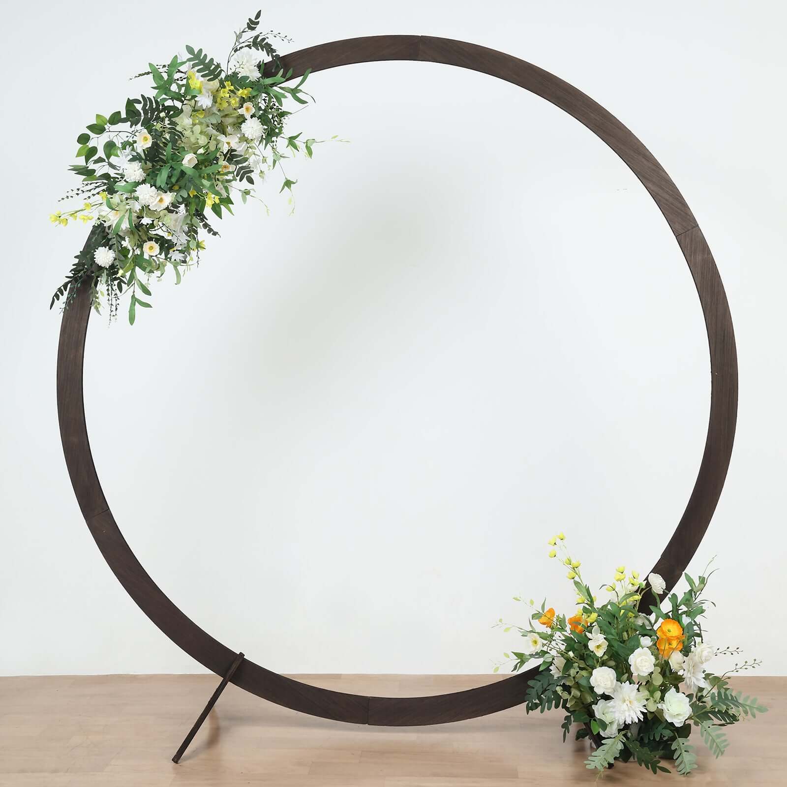 Rustic Natural Brown Wood Wedding Arch Photo Backdrop Stand, DIY Round Event Party Arbor 7.4ft - Image 12