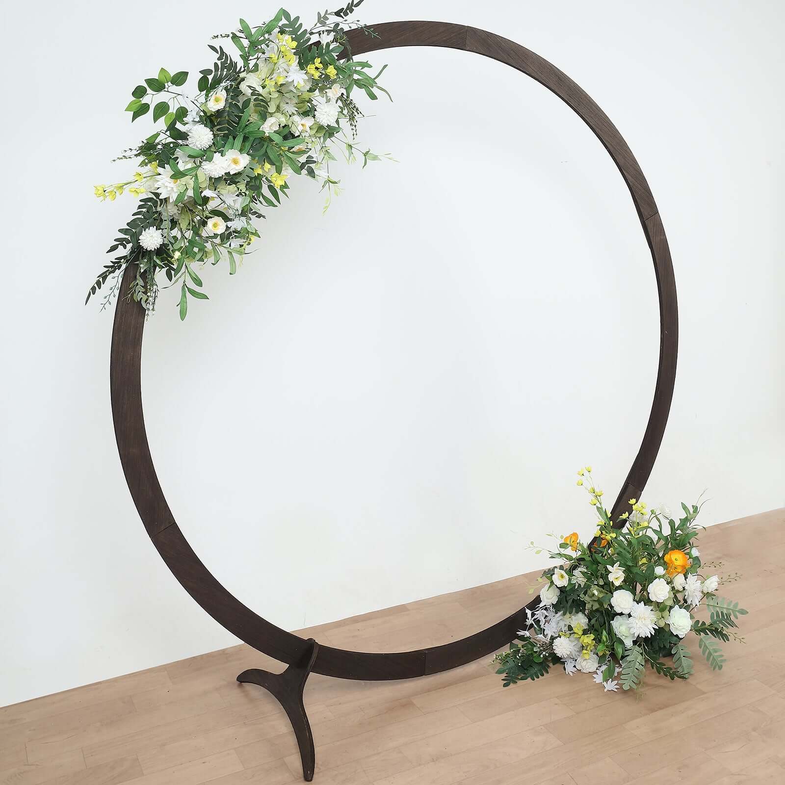 Rustic Natural Brown Wood Wedding Arch Photo Backdrop Stand, DIY Round Event Party Arbor 7.4ft - Image 6