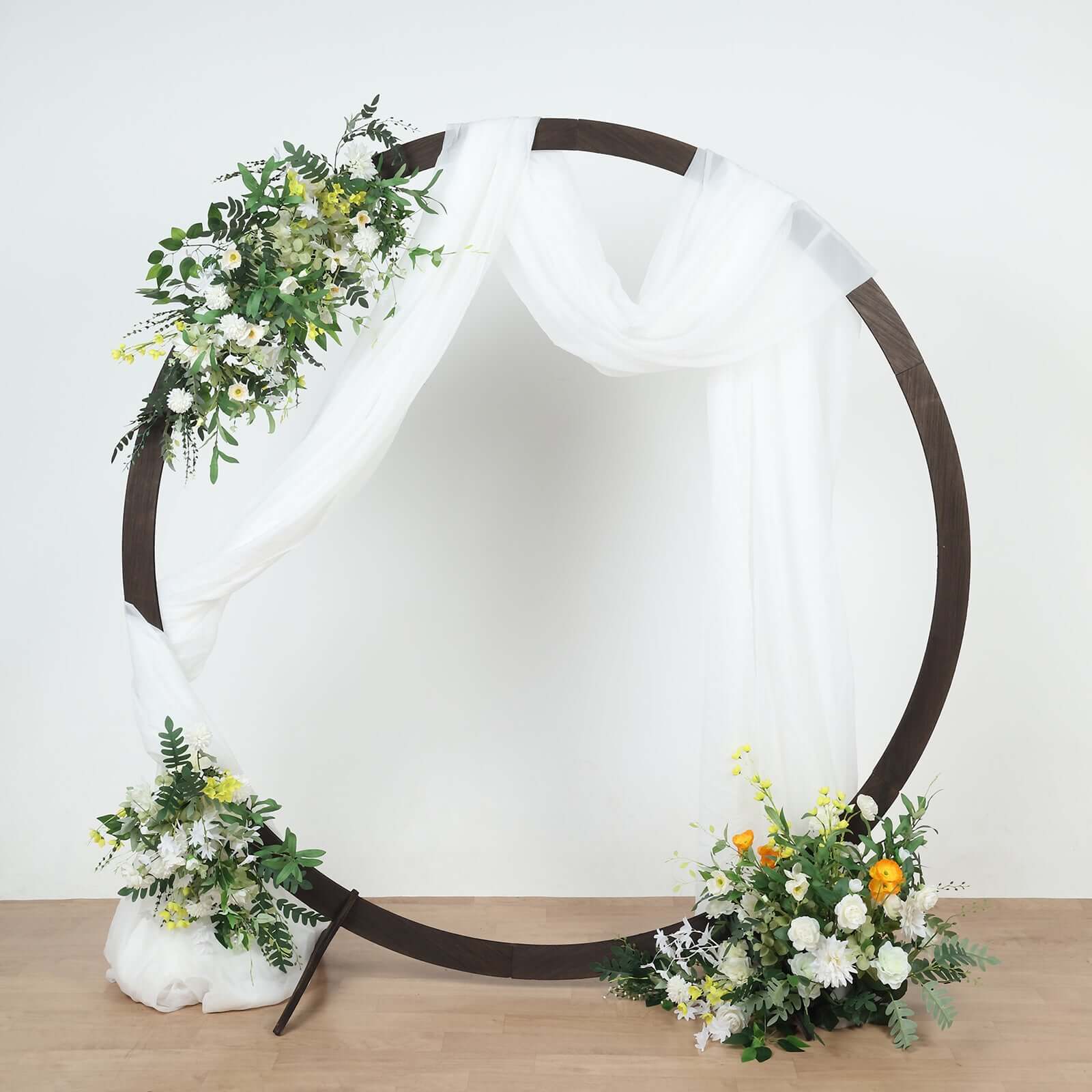 Rustic Natural Brown Wood Wedding Arch Photo Backdrop Stand, DIY Round Event Party Arbor 7.4ft - Image 8