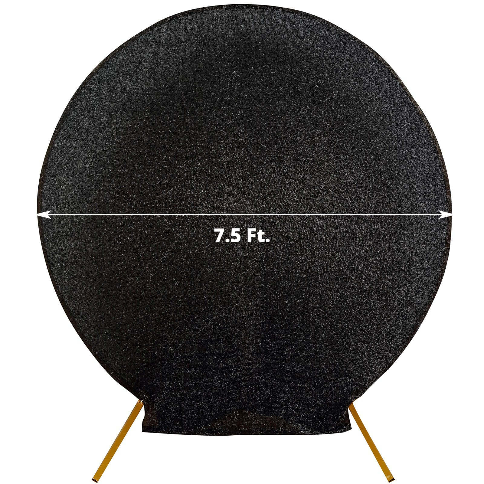 Black Metallic Shimmer Tinsel Spandex Party Photo Backdrop, 2-Sided Round Wedding Arch Cover 7.5ft - Image 3