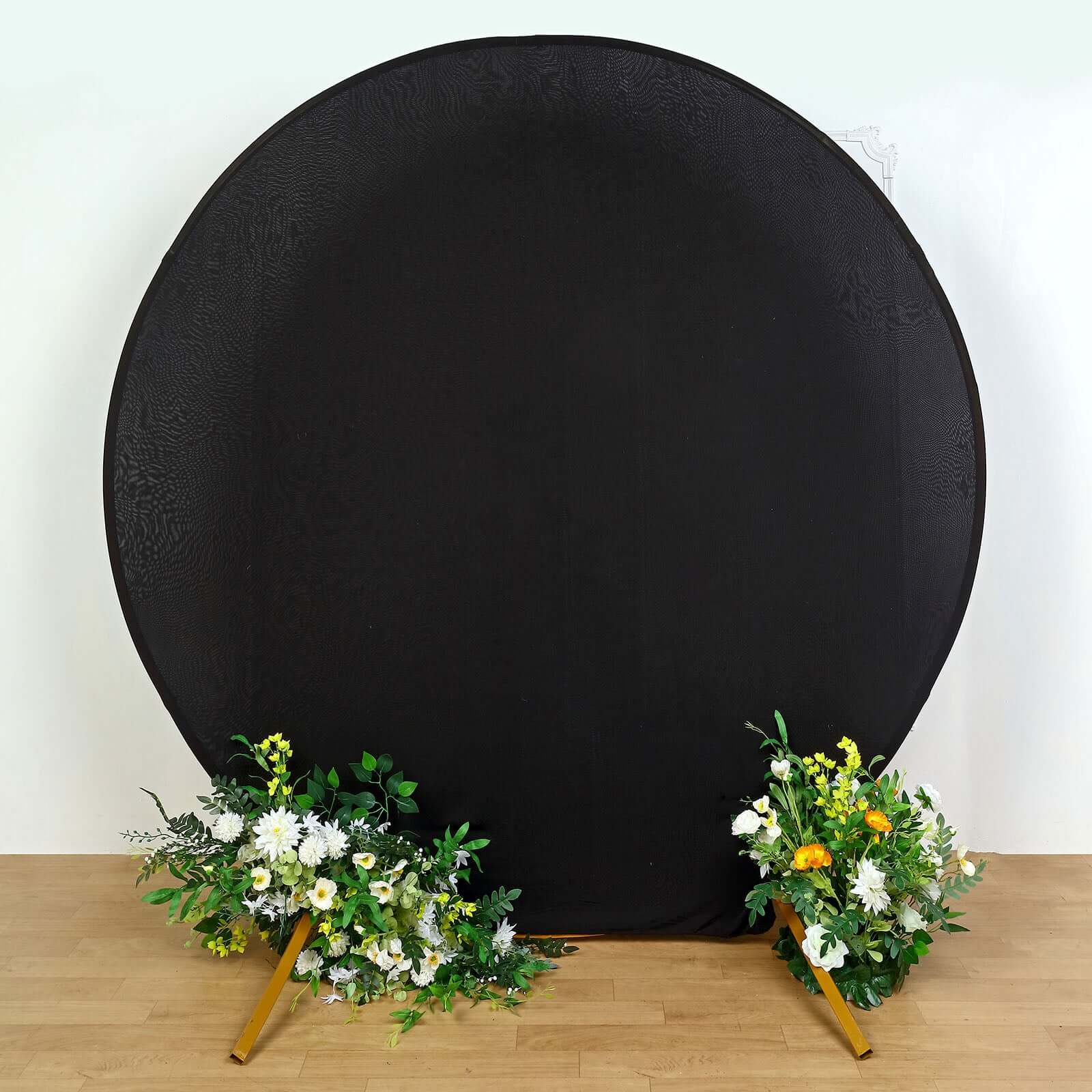 Black Round Spandex Fit Wedding Backdrop Stand Cover 7.5ft - Image 6