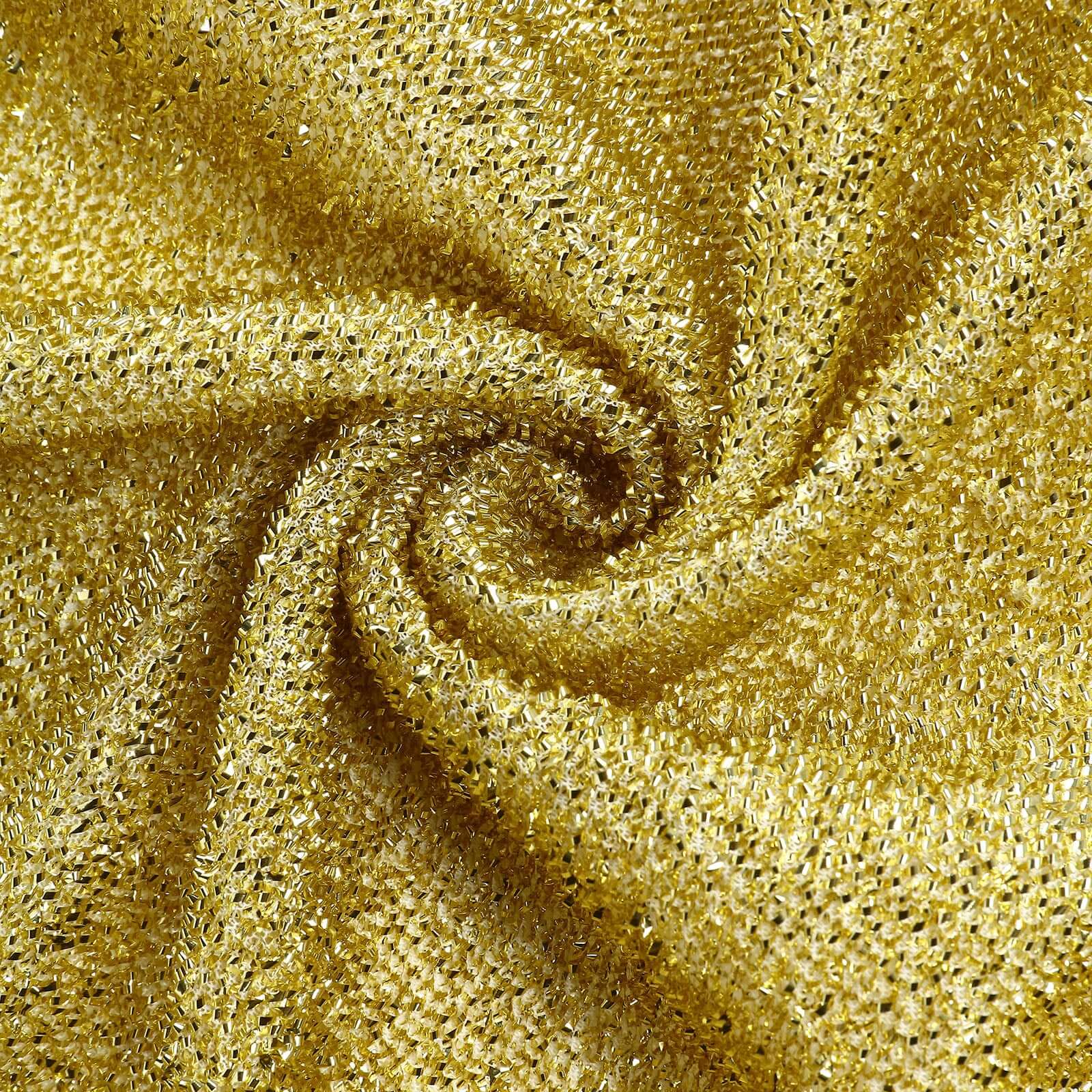 Champagne Metallic Shimmer Tinsel Spandex Party Photo Backdrop, 2-Sided Round Wedding Arch Cover 7.5ft - Image 10