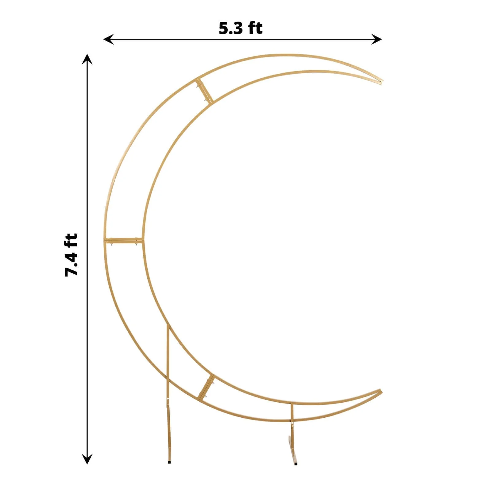Gold Metal Half Crescent Moon Wedding Arch Flower Stand, Curved Arbor Balloon Frame 7.5ft - Image 3