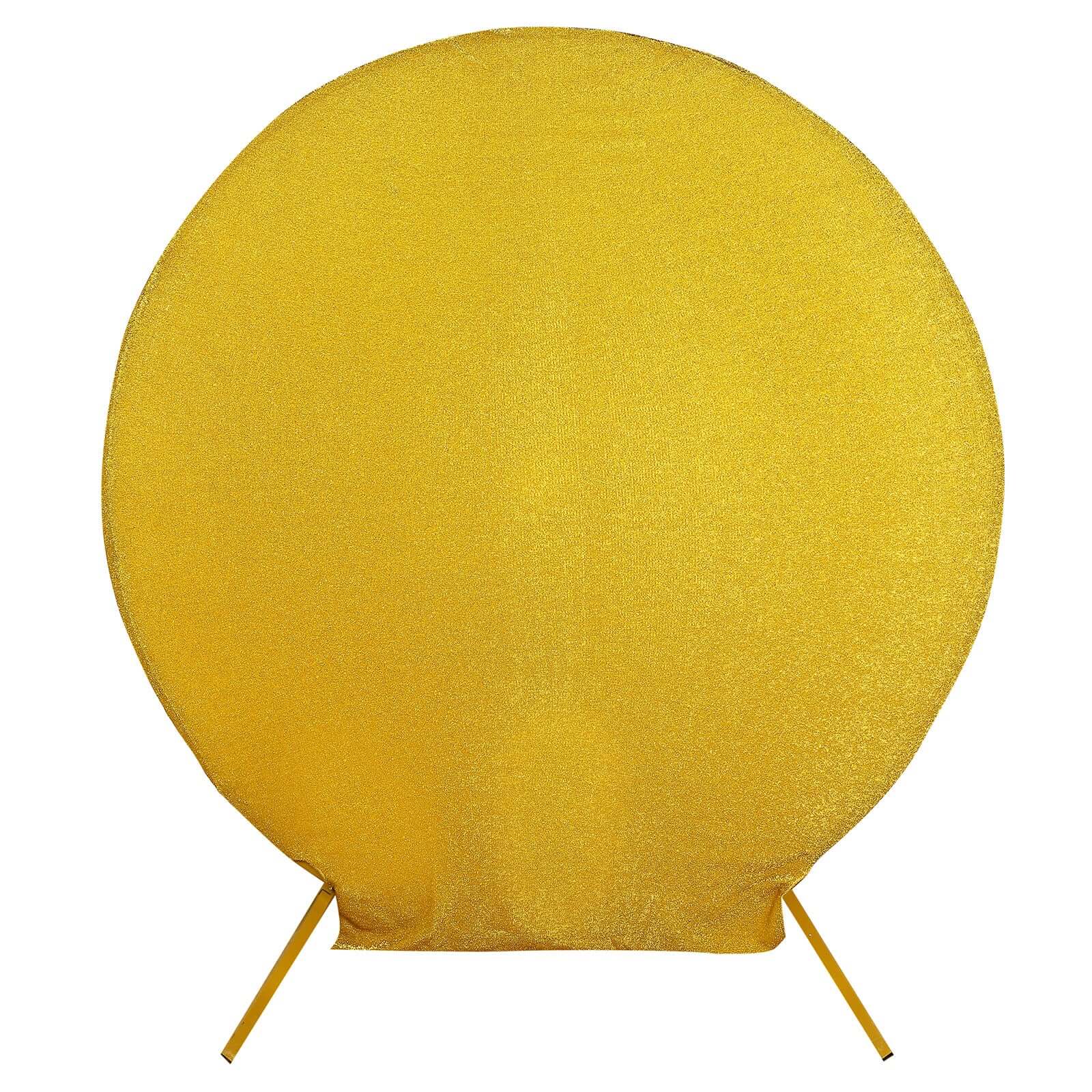 Gold Metallic Shimmer Tinsel Spandex Party Photo Backdrop, 2-Sided Round Wedding Arch Cover 7.5ft - Image 6
