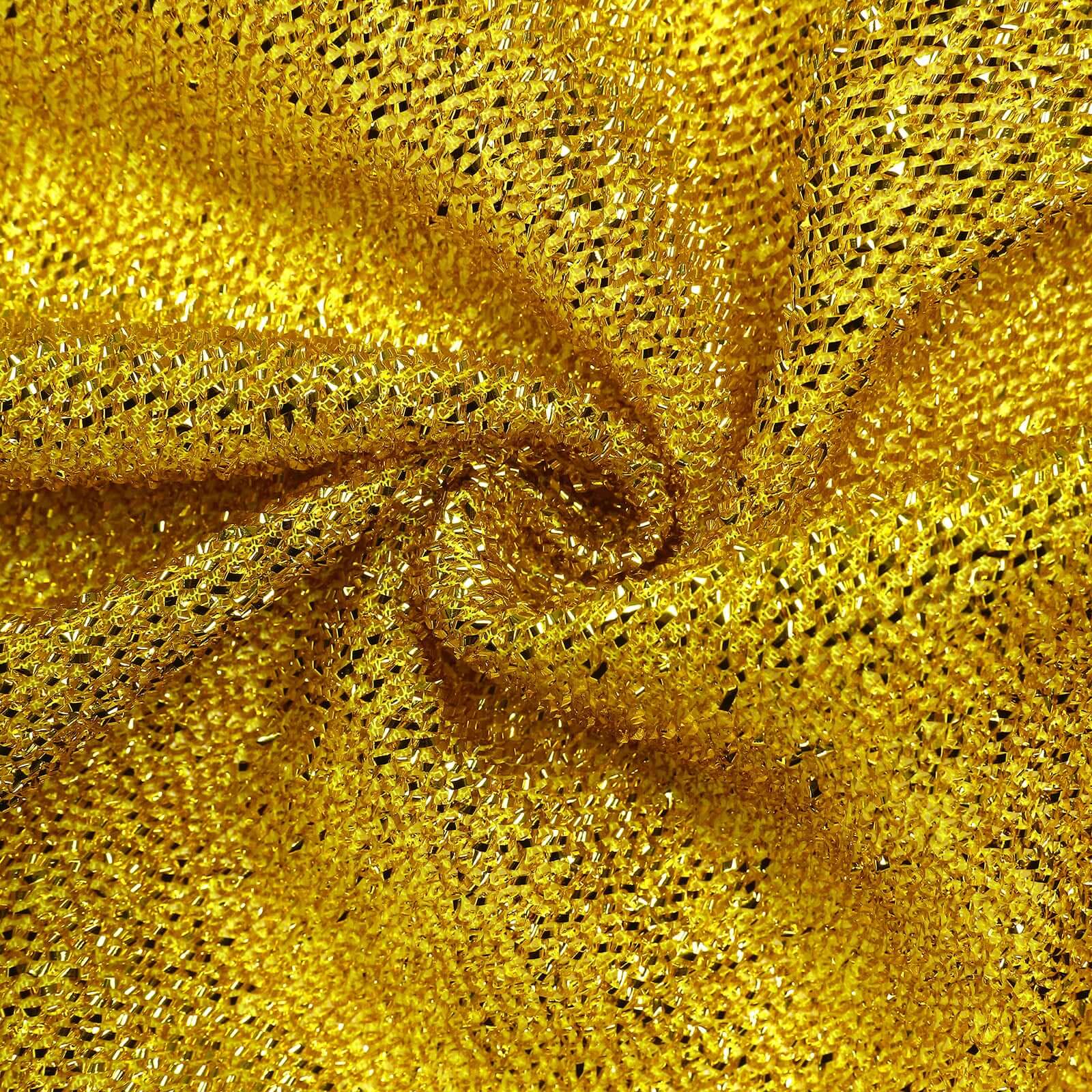 Gold Metallic Shimmer Tinsel Spandex Party Photo Backdrop, 2-Sided Round Wedding Arch Cover 7.5ft - Image 8