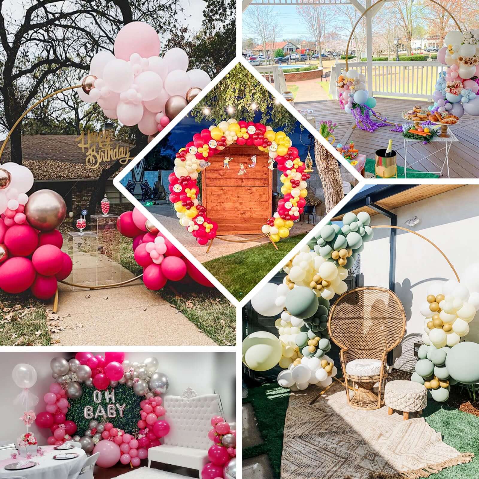 Elegant Gold Metal Round Wedding Arch Photo Backdrop Stand 7.5ft - Image 5