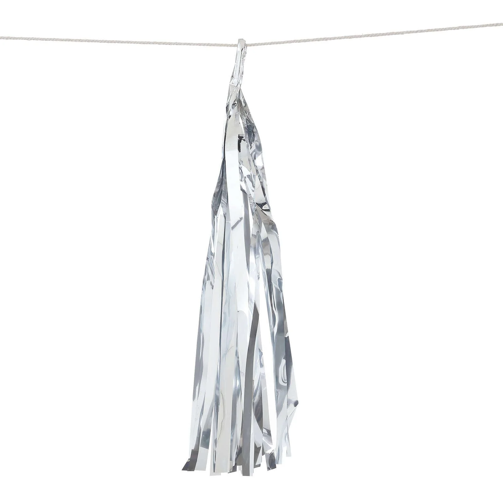 Metallic Silver Foil Tassels Fringe Garland, Tinsel Streamer Party Backdrop Decorations 7.5ft Long - Image 6