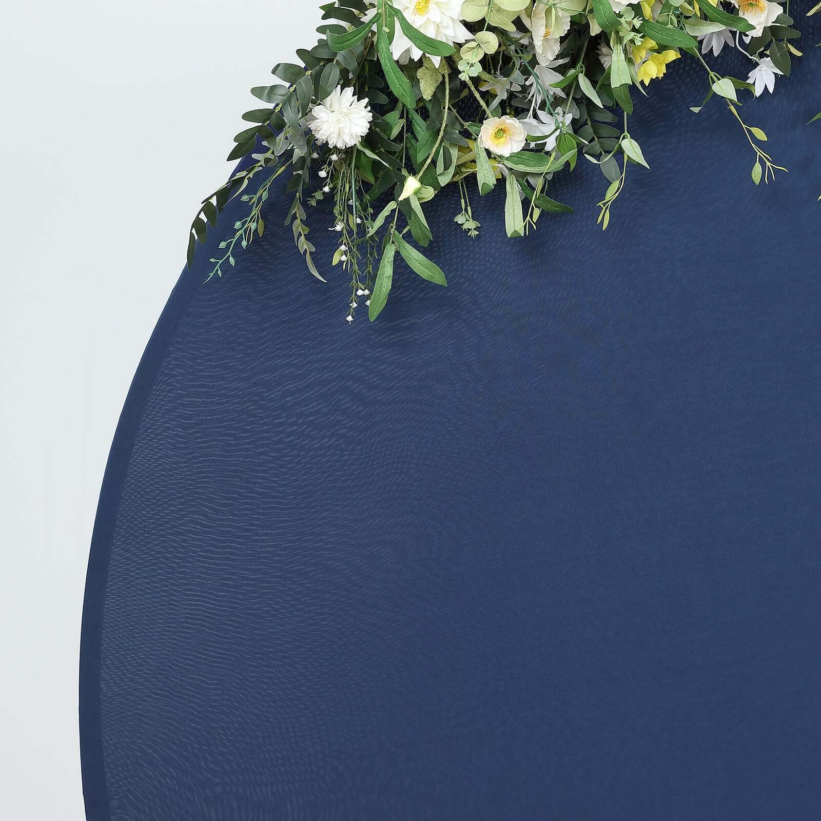 Matte Navy Blue Round Spandex Fit Wedding Backdrop Stand Cover 7.5ft - Image 2